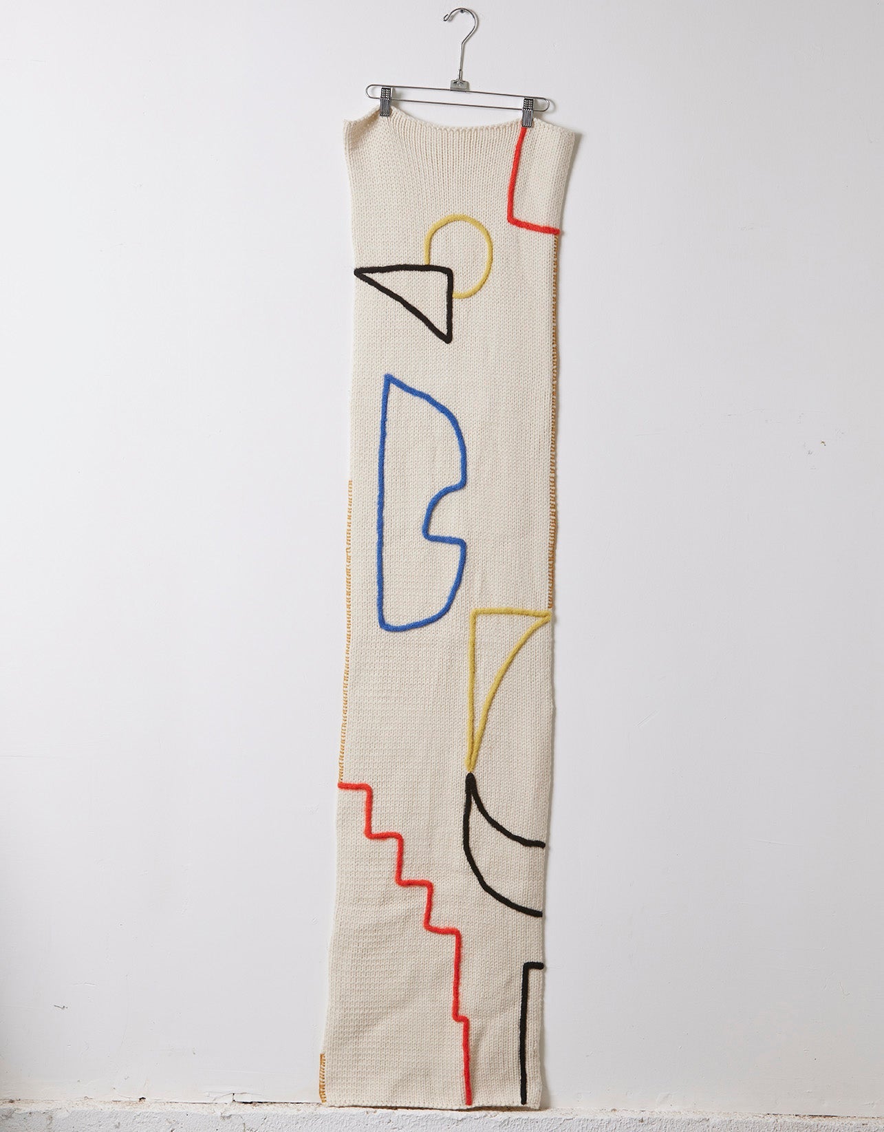 Composition Scarf with Hand Embroidered Detail in Wool and Alpaca