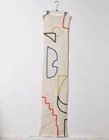 Archive Sale Composition Scarf with Hand Embroidered Detail in Wool and Alpaca