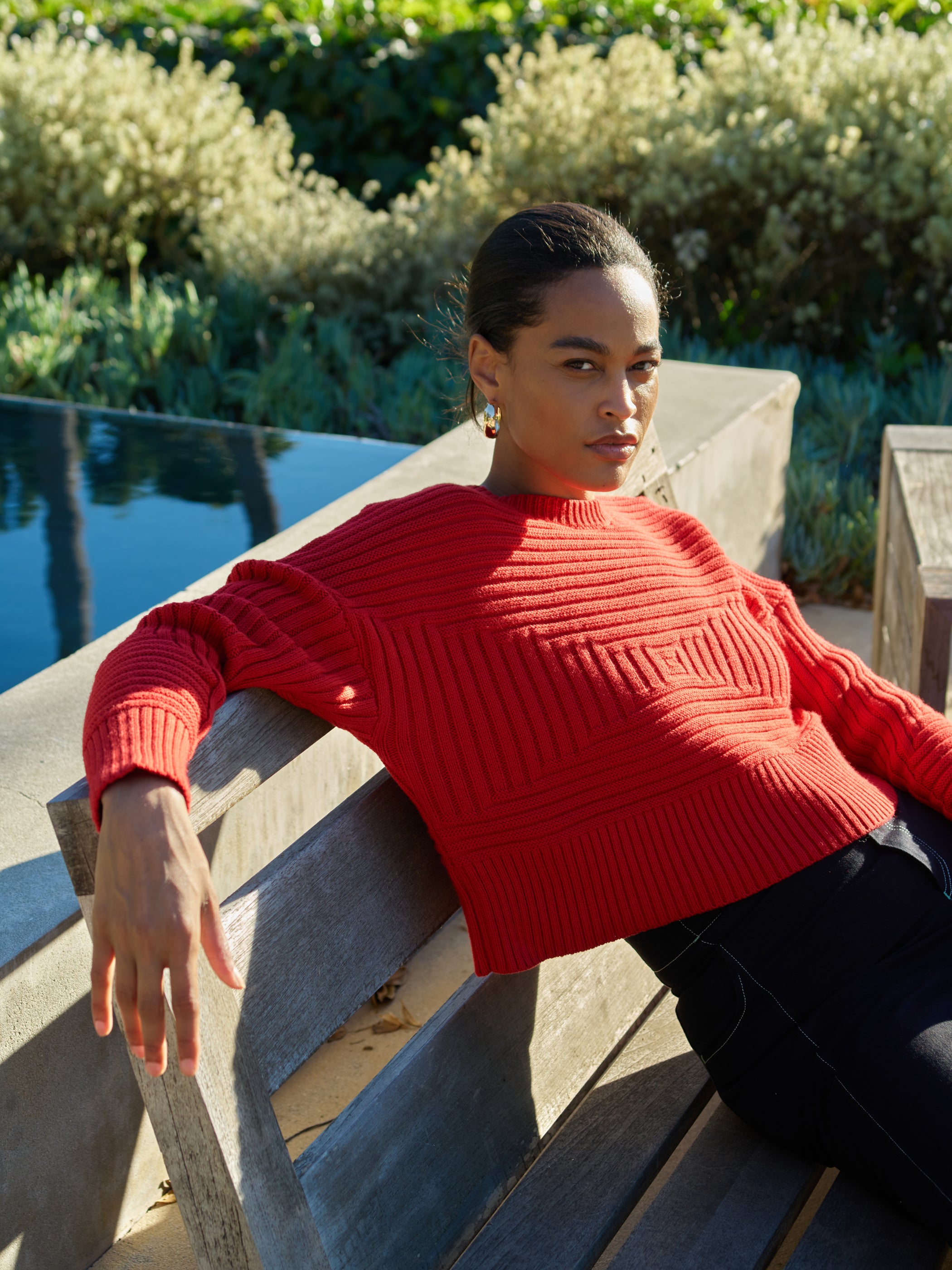 Geometric Knit Cotton Sweater