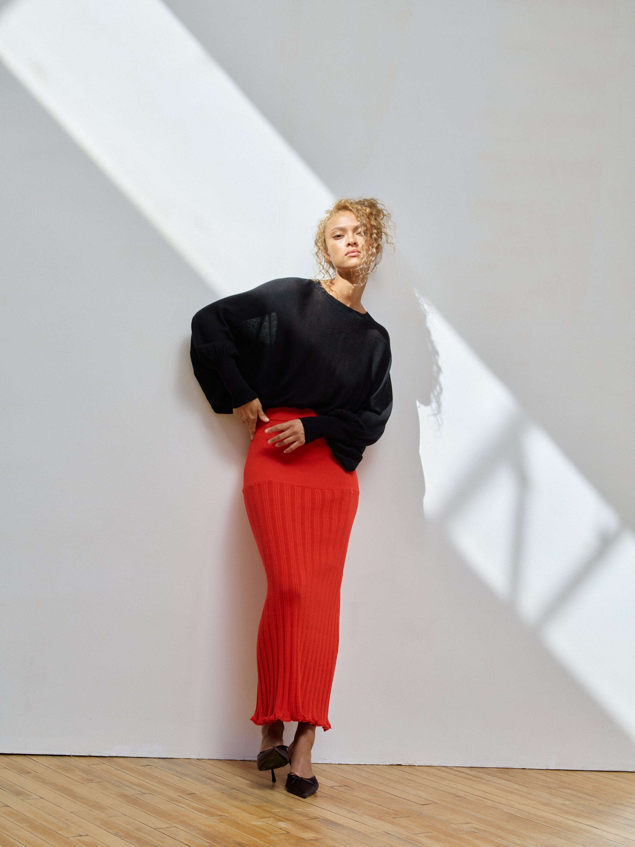 Pointelle Cotton Rib Skirt