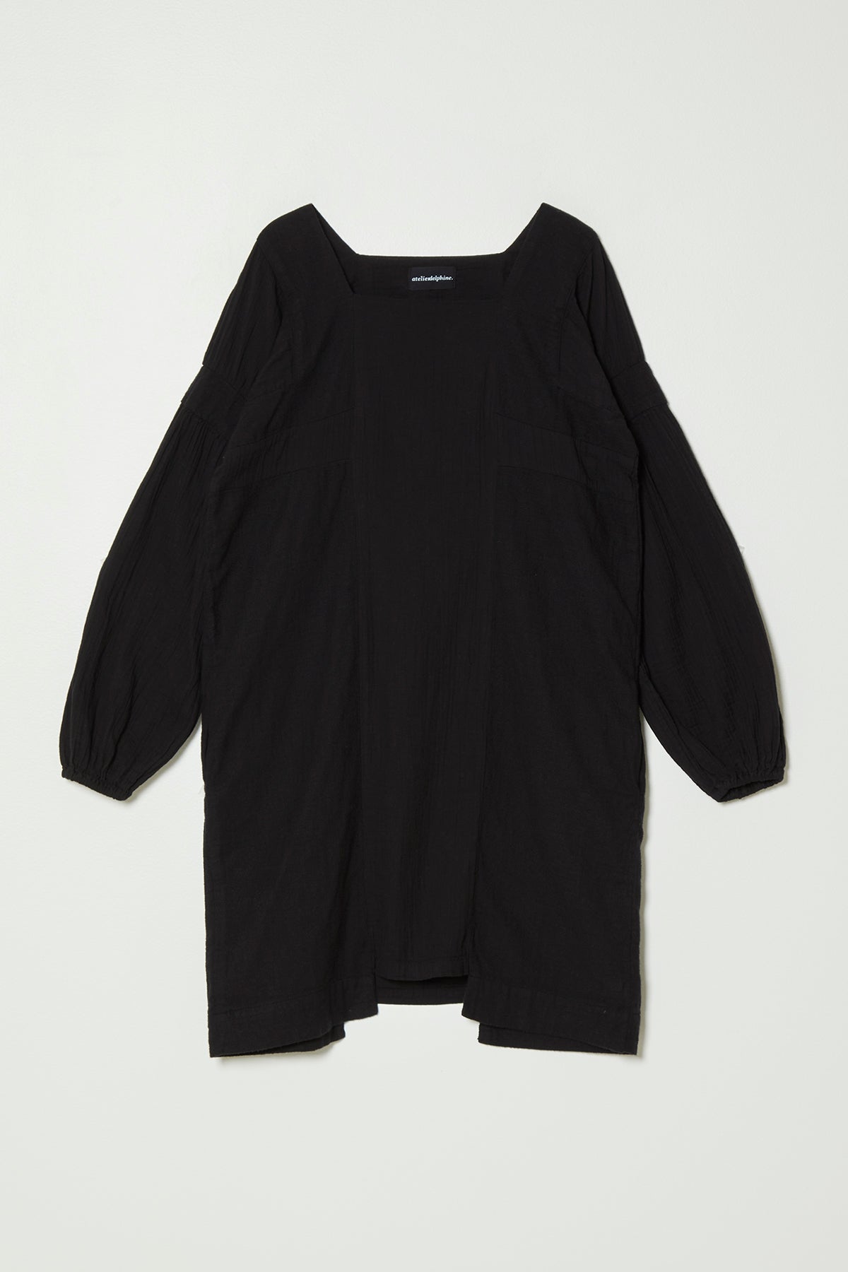 chinese dress ladies Block Dress in Crinkle Cotton Black / S
