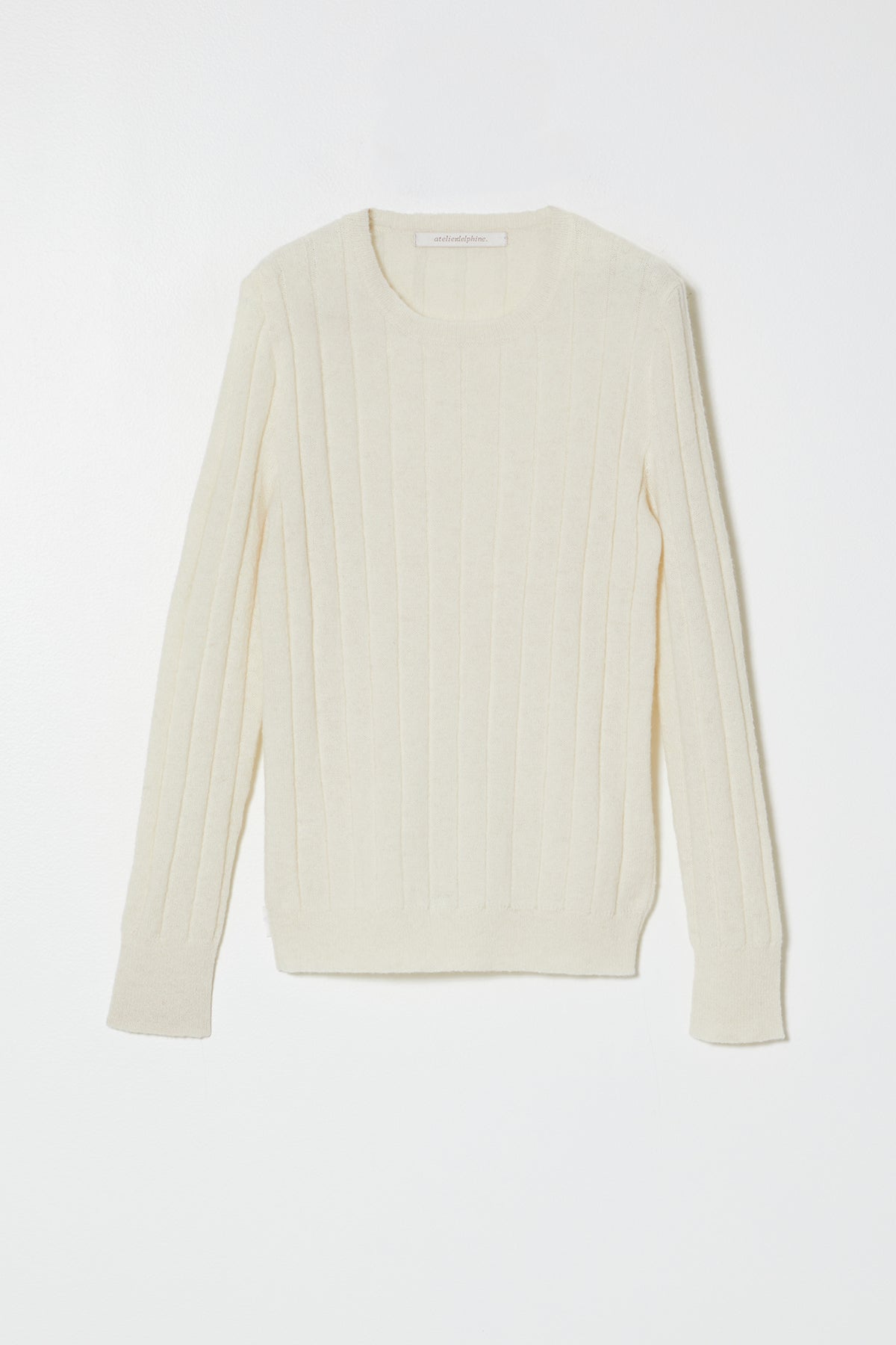 Rib Crewneck Top in Superfine Alpaca