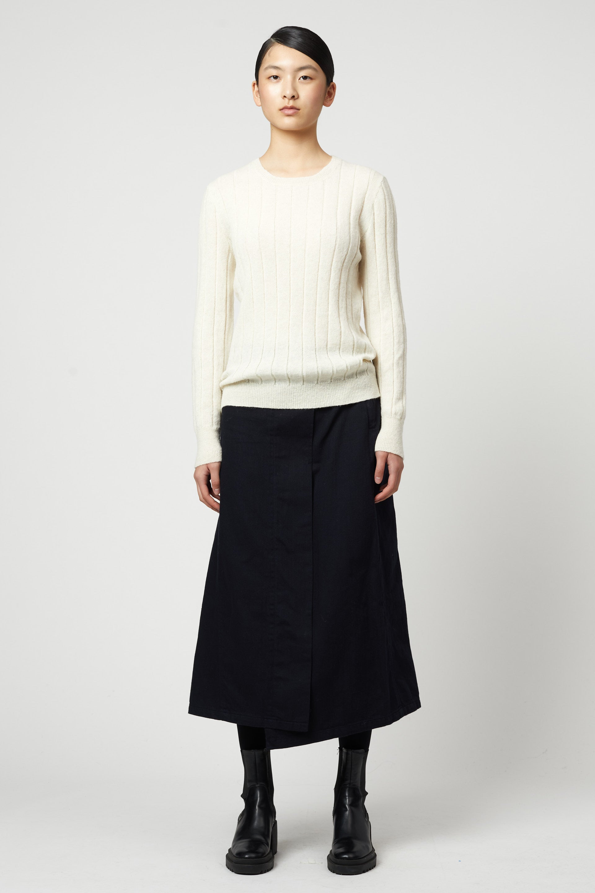 Rib Crewneck Top in Superfine Alpaca