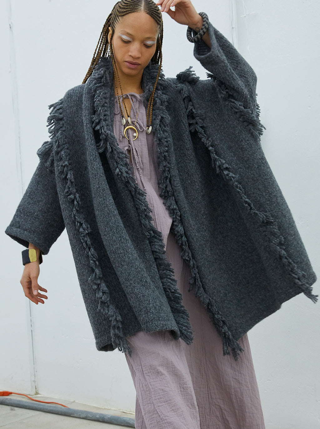 Fringe Haori Coat in Supreme Alpaca