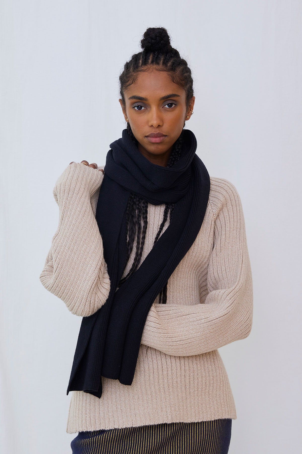 Rowan Scarf in Ribbed Cotton Alpaca Blend