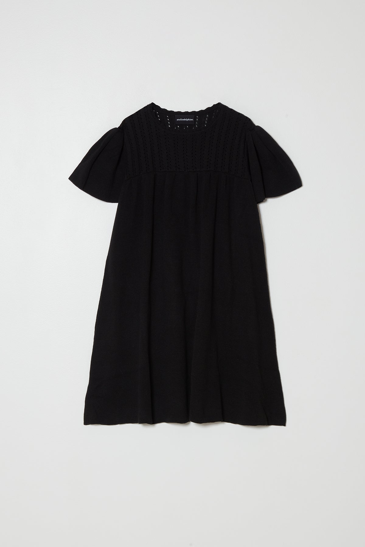 Rib Lace Mini Knit Dress Black / S