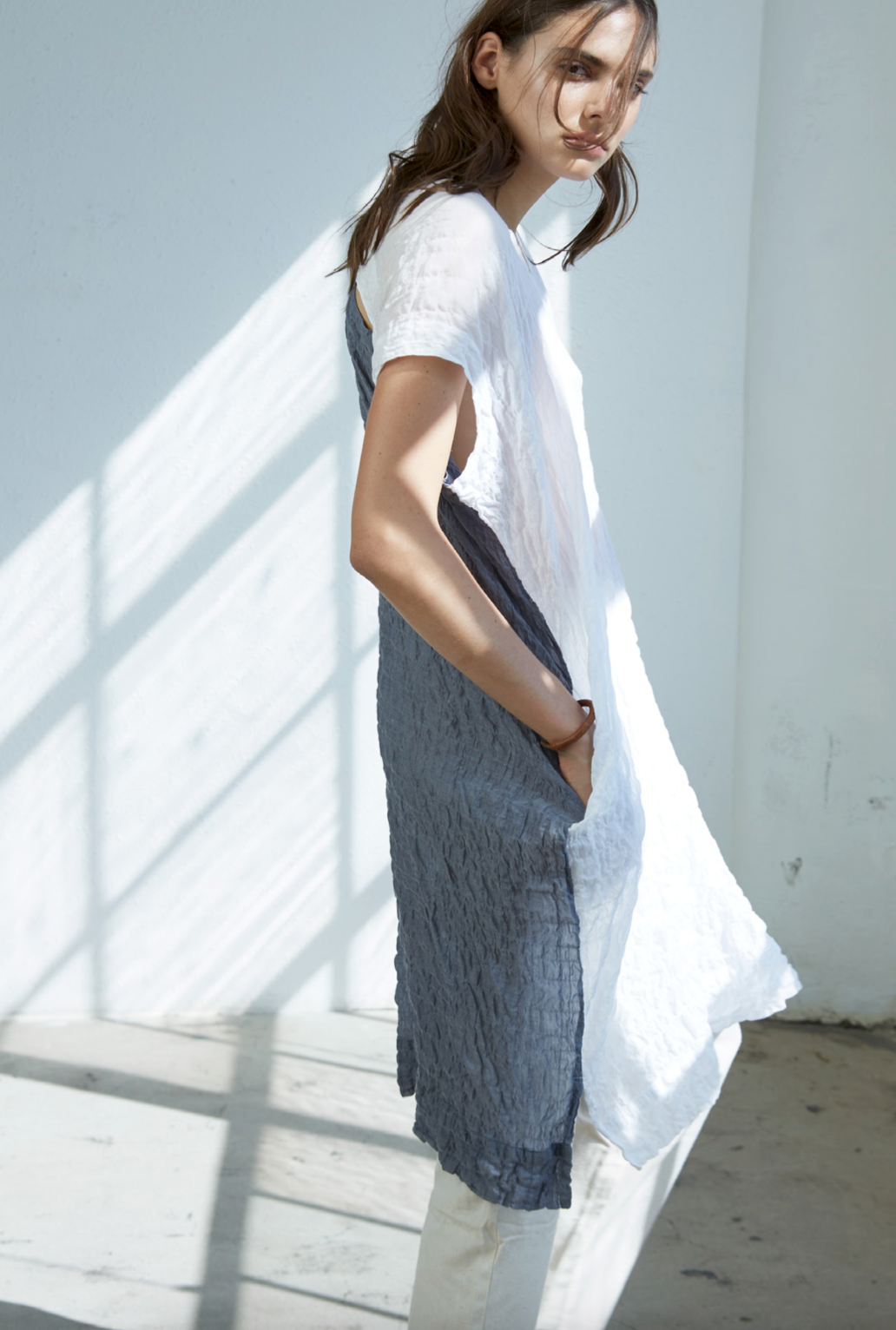 Crescent Dress Dual Color in Wave Cotton