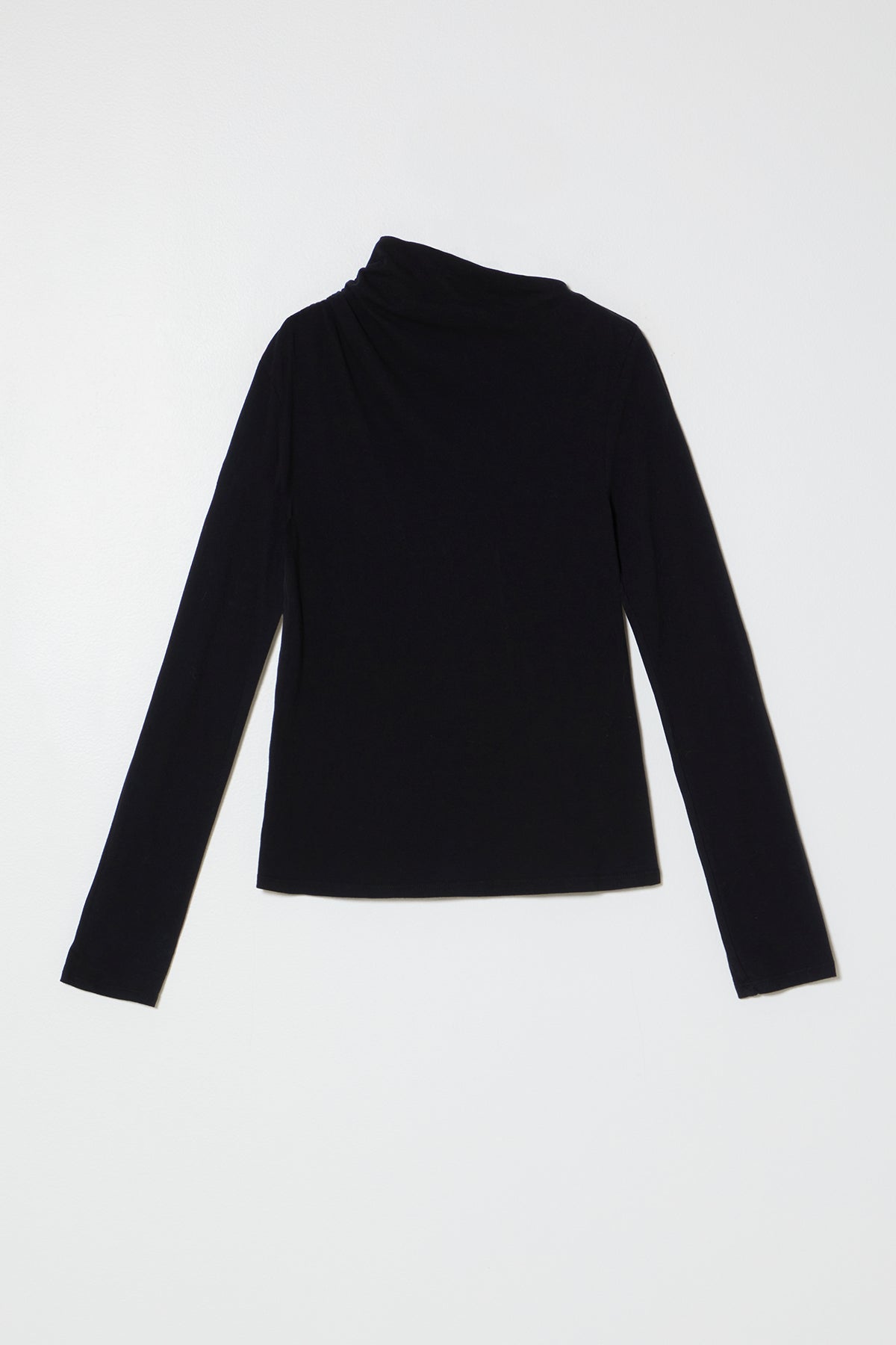 Shirred Asymmetrical Neckline Long Sleeve Top