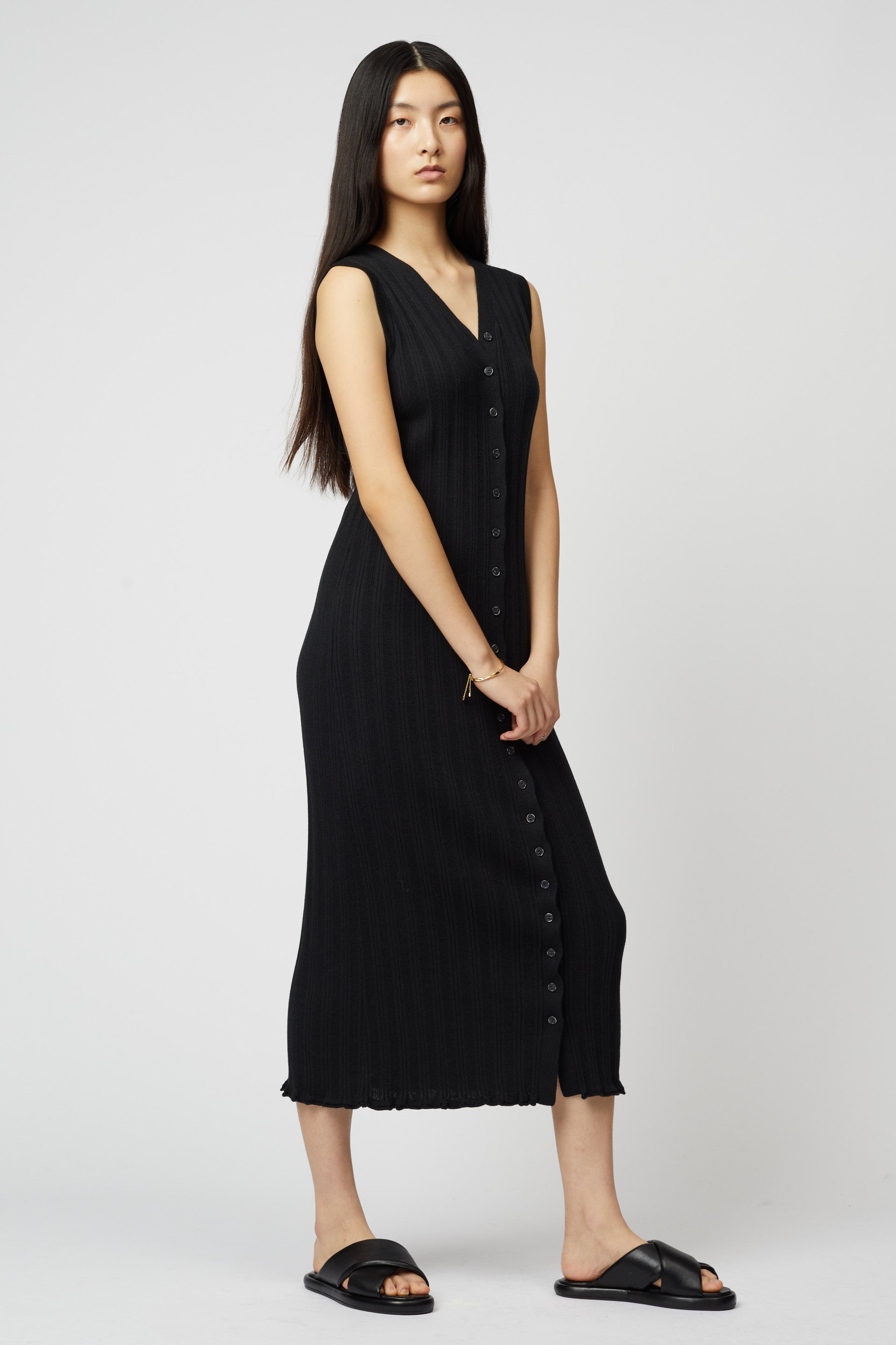 Pointelle Slim Long Vest Dress