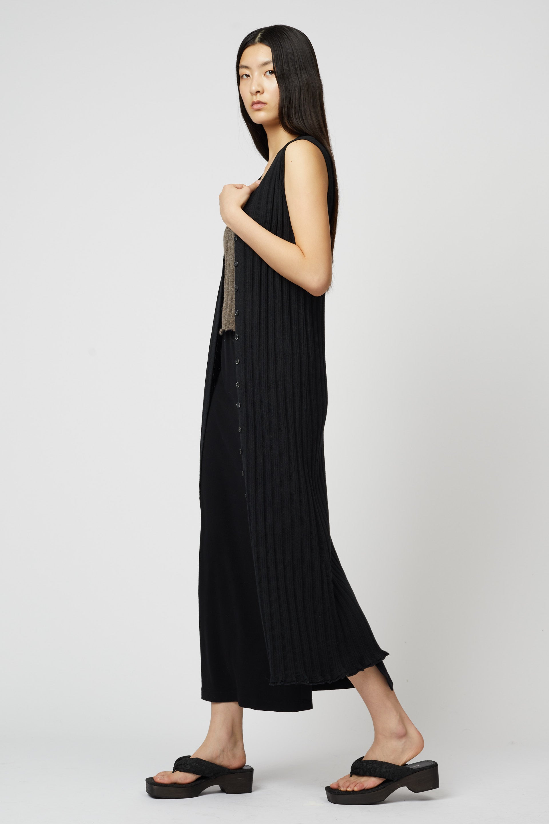 Pointelle Slim Long Vest Dress