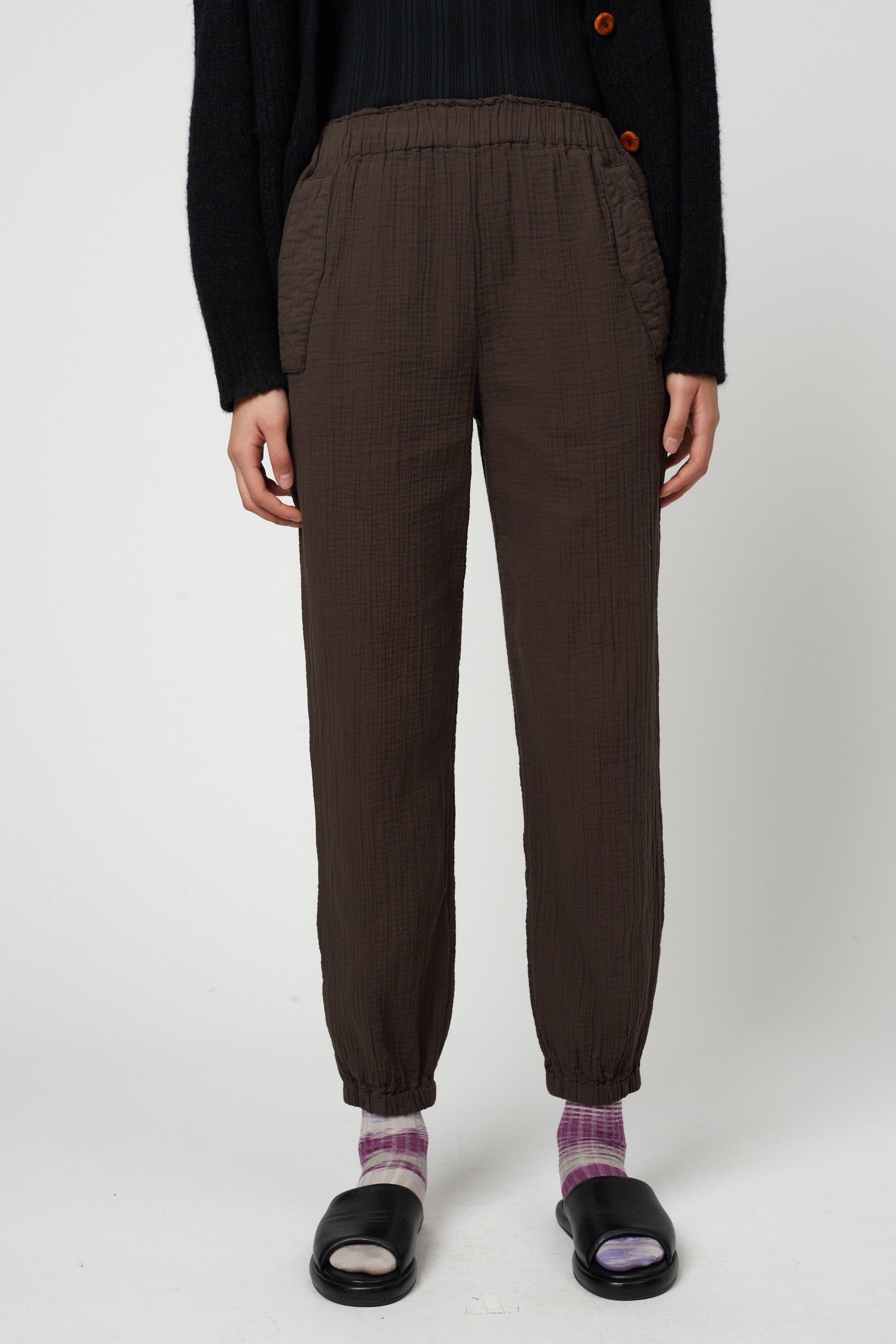 Tapered Crinkled Cotton Pant