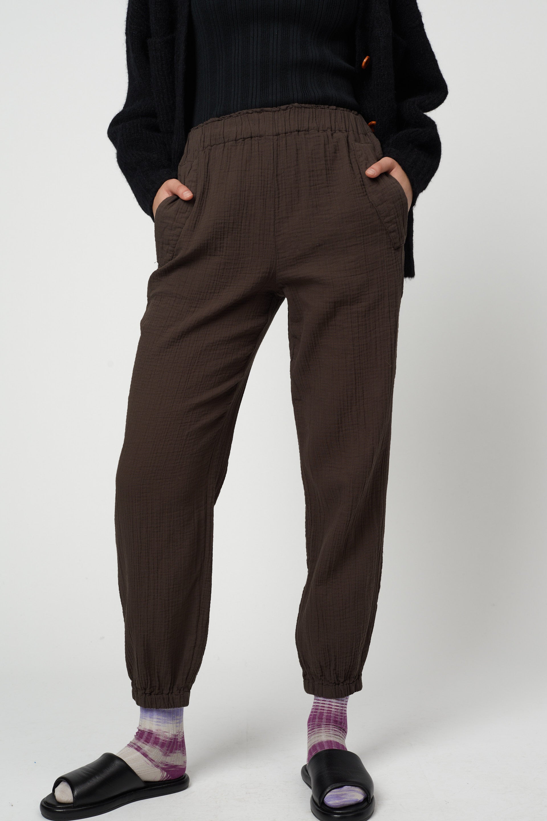 Tapered Crinkled Cotton Pant