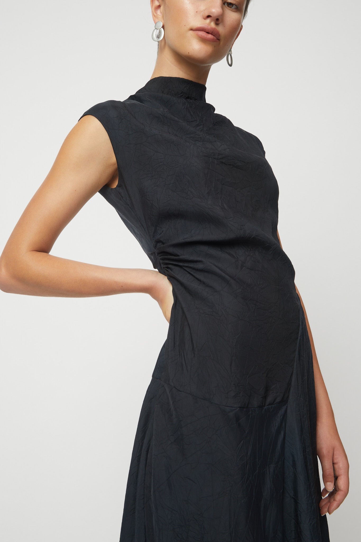 Twisted Crinkled Cupro Dress