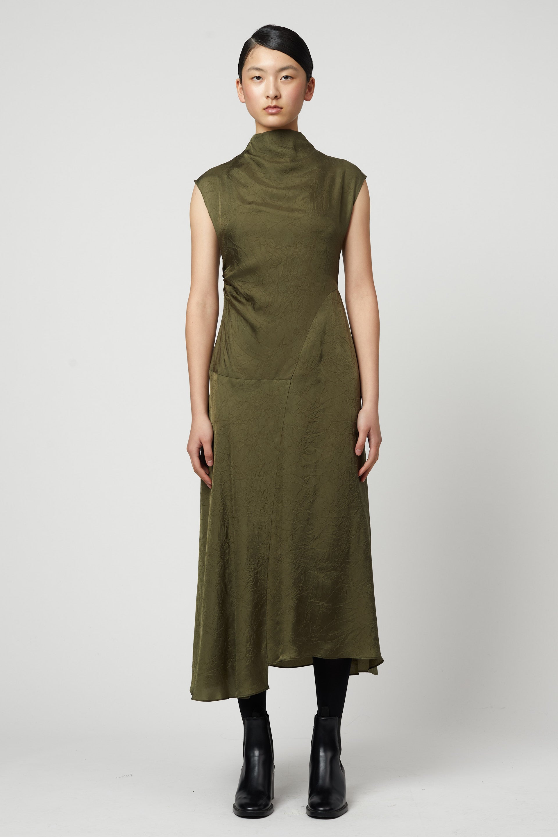 Twisted Crinkled Cupro Dress