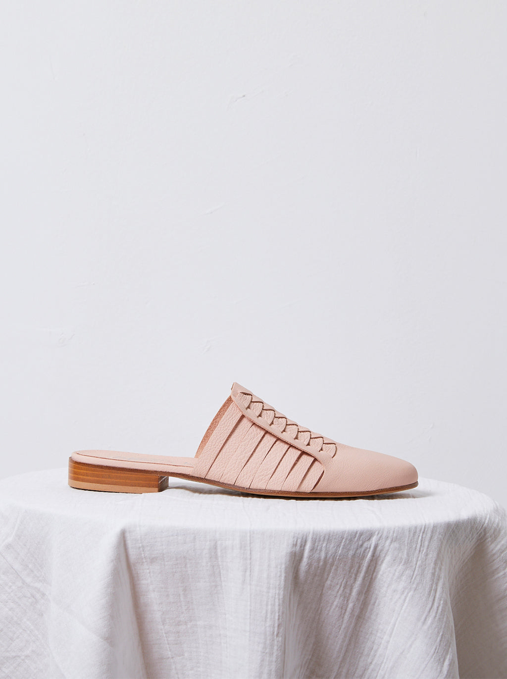 Leather Woven Slides in Sirena