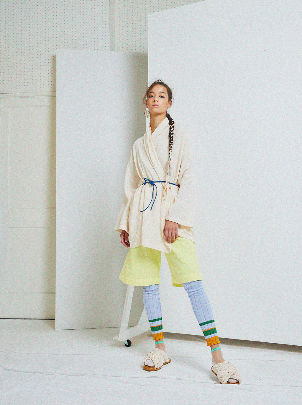 Haori Coat in Lightweight Crinkled Cotton, Core Colors