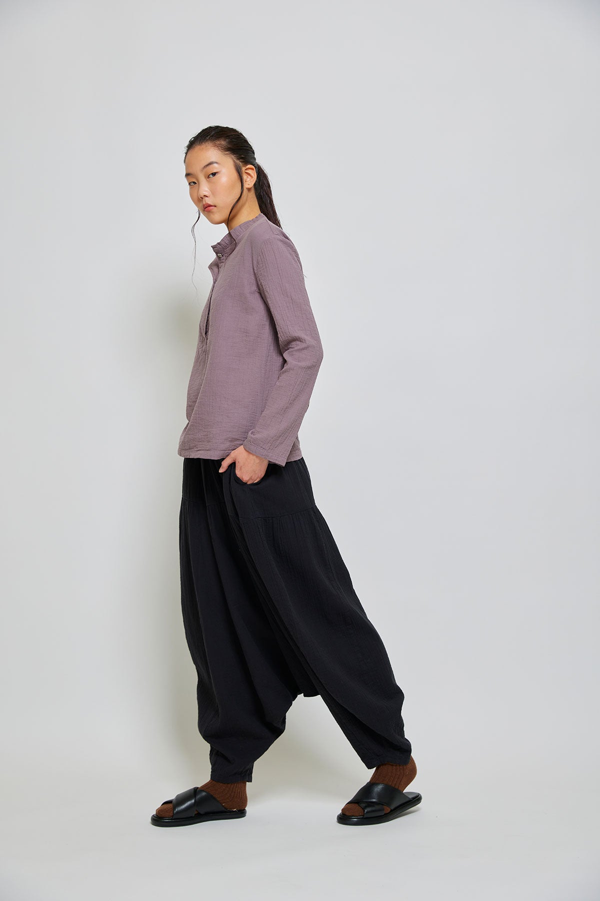 ミチパンツ しわ加工コットン コアカラー