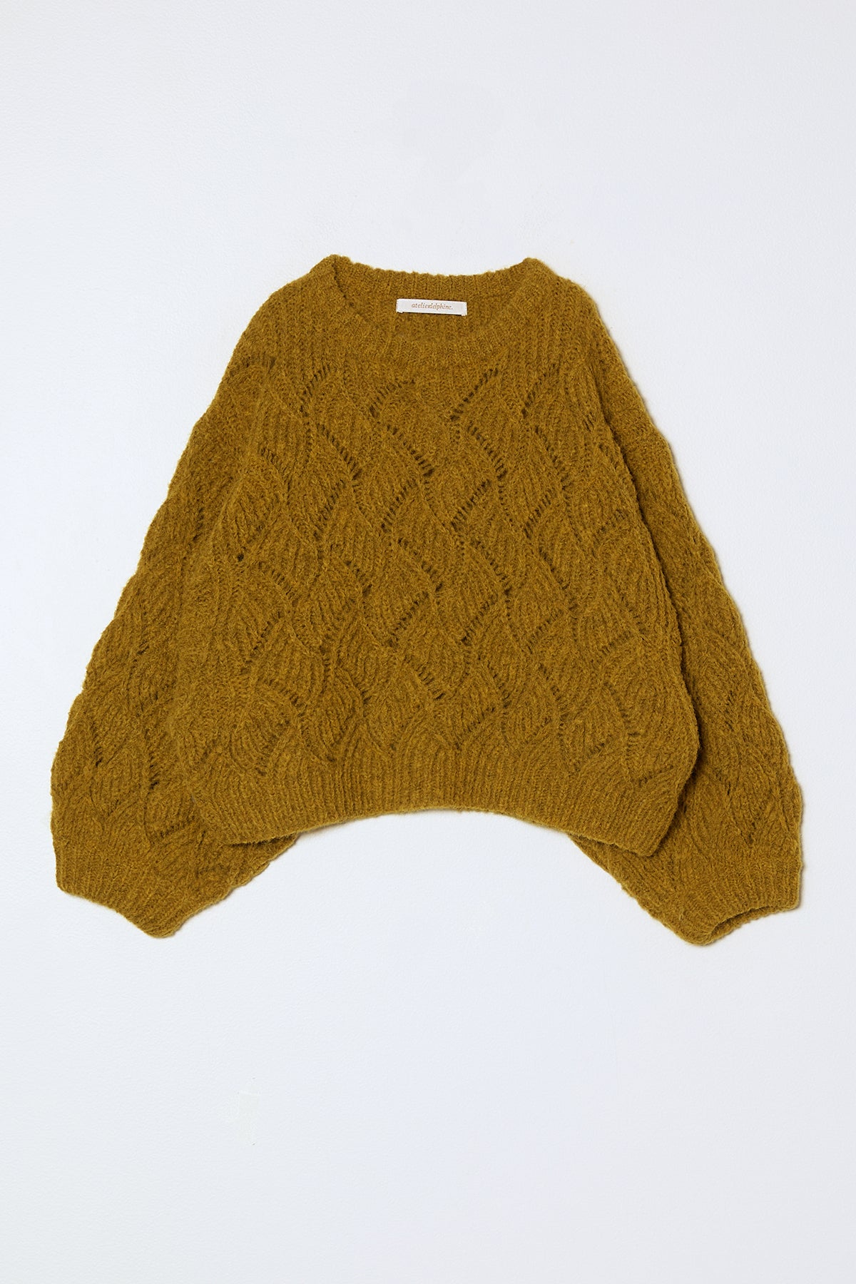 Balloon Sleeve Sweater in Wave Basket - Mustard