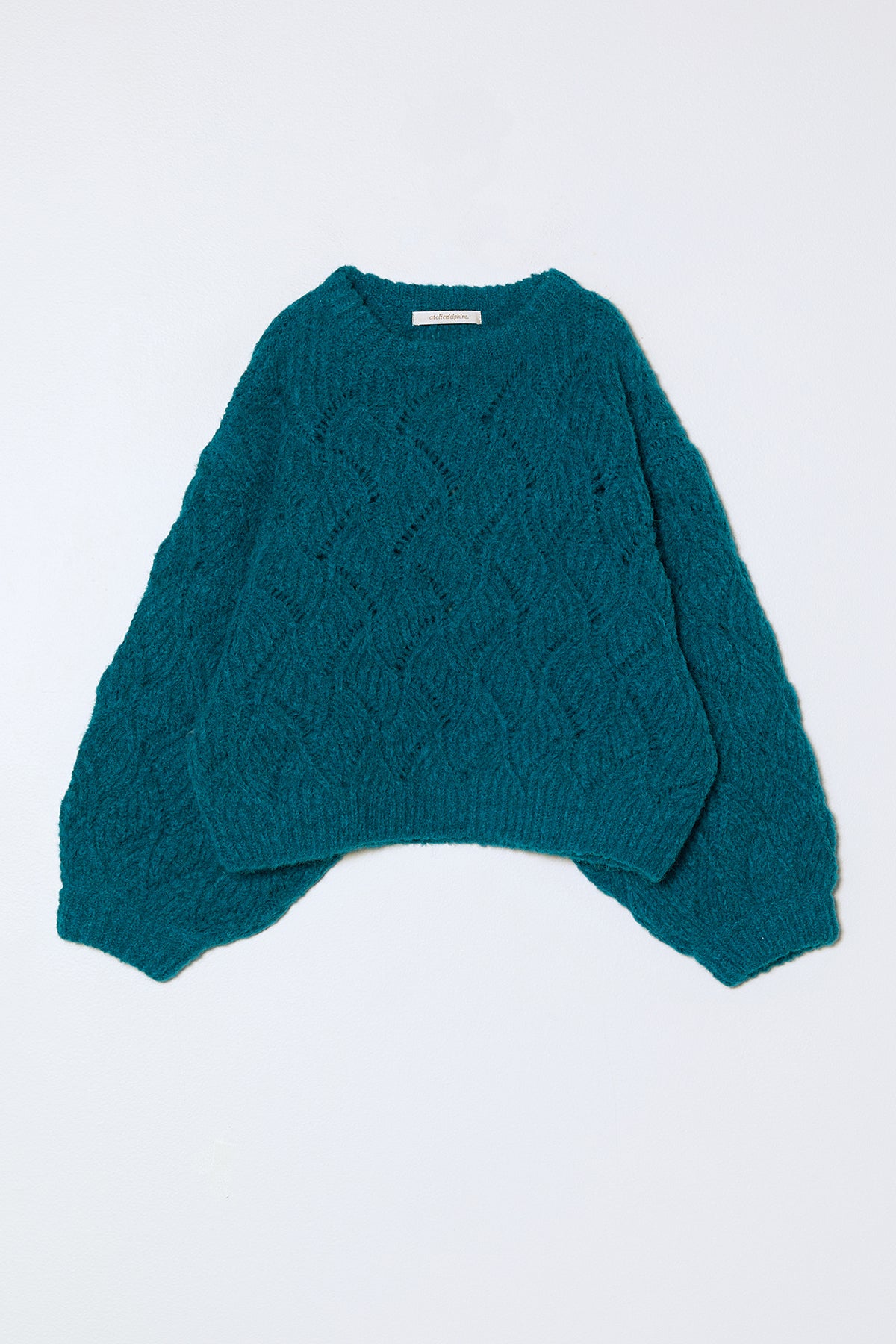 Balloon Sleeve Sweater in Wave Basket - Turqouise