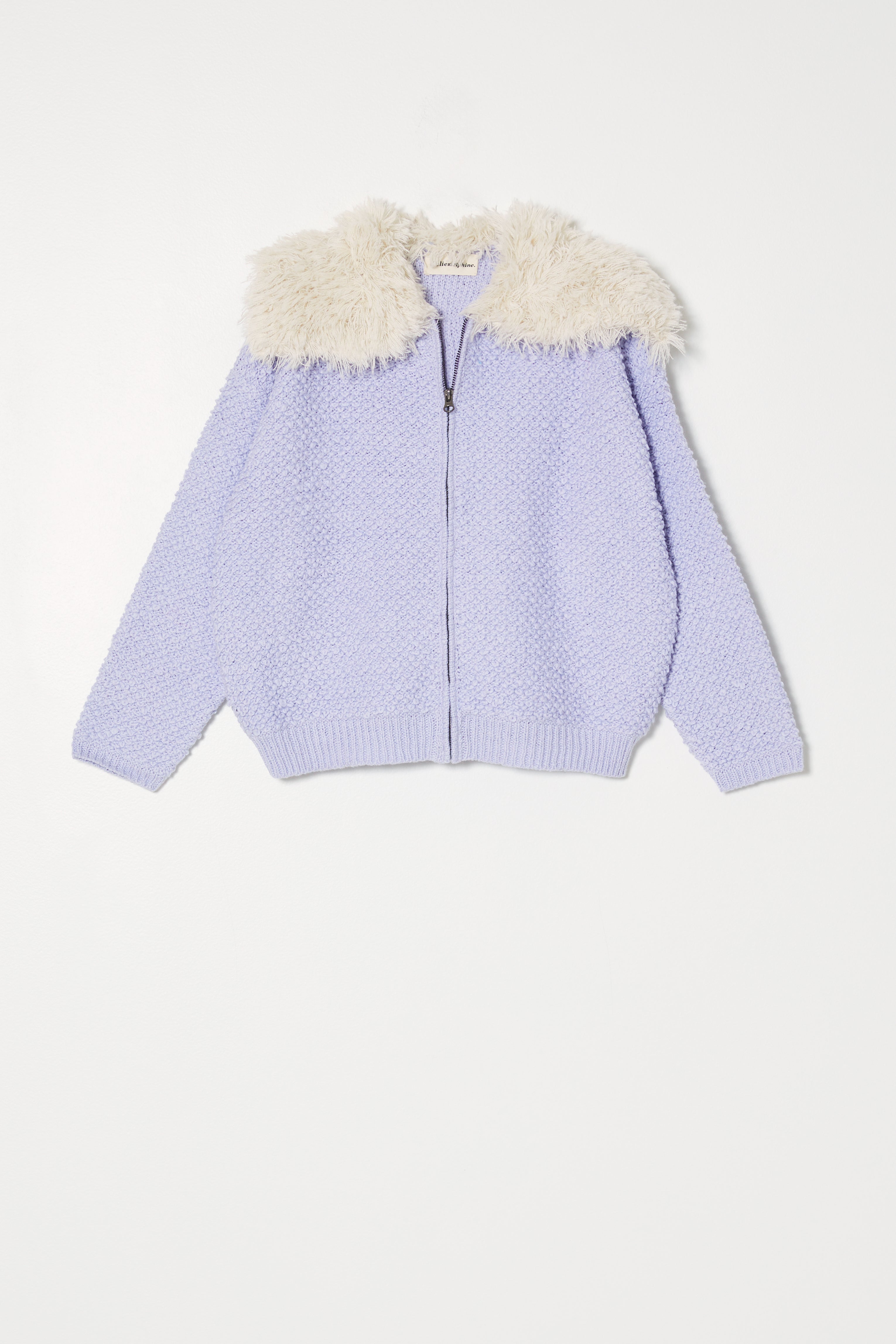 Cropped Bomber Cardigan with Alpaca Fur Collar