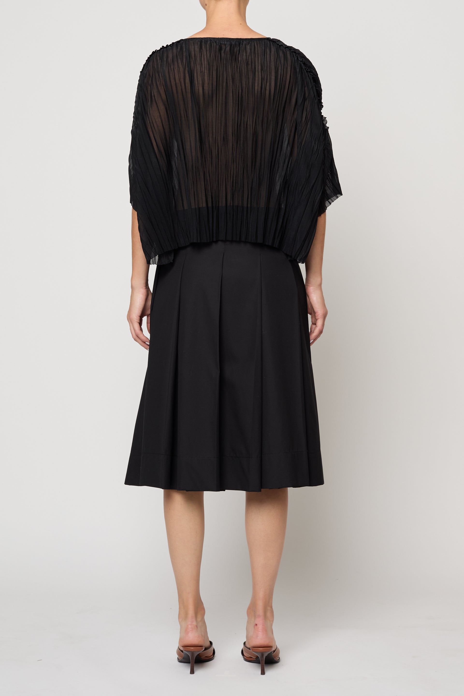 Flared Tee in Random Pleats Chiffon