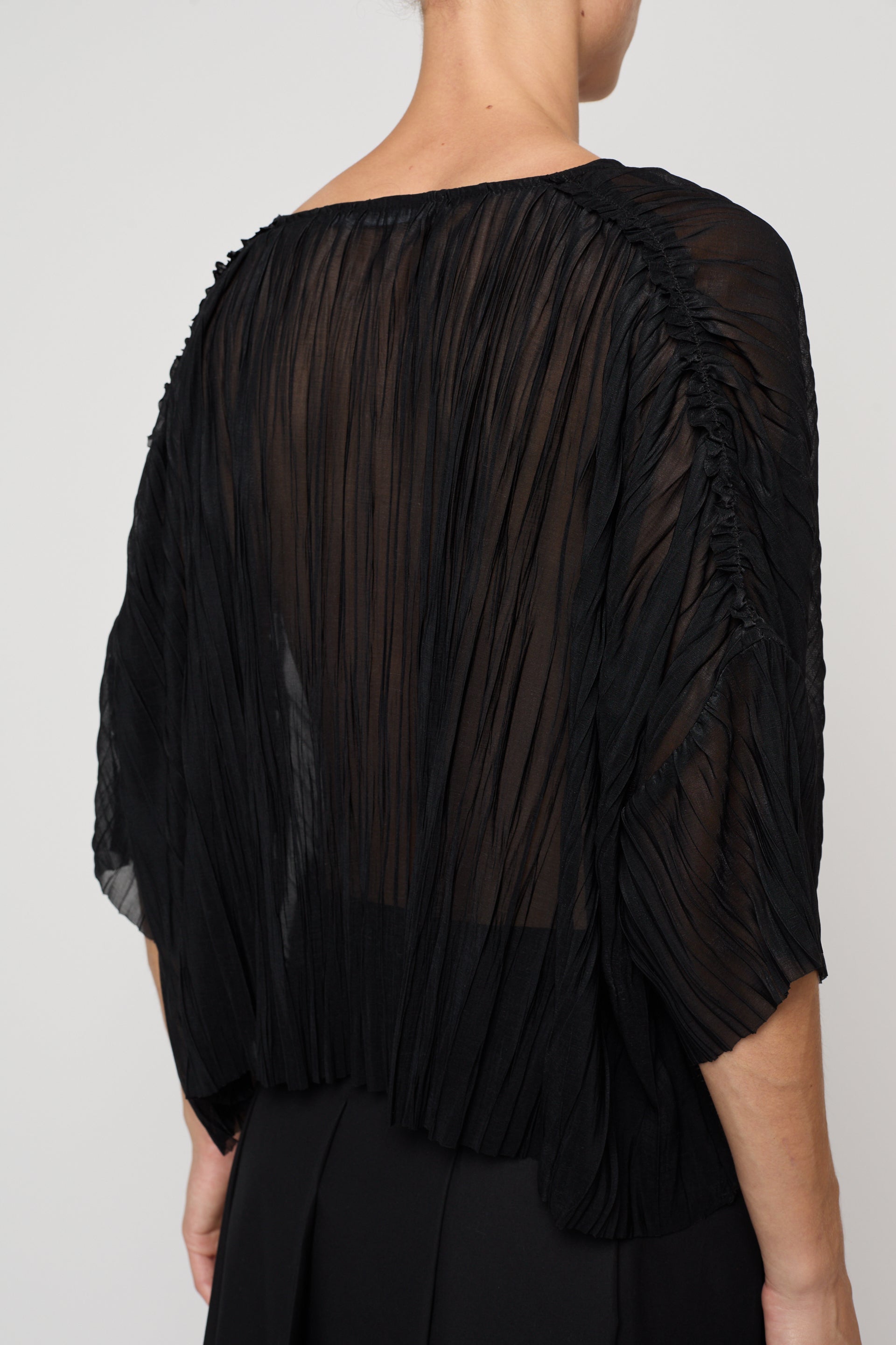 Flared Tee in Random Pleats Chiffon