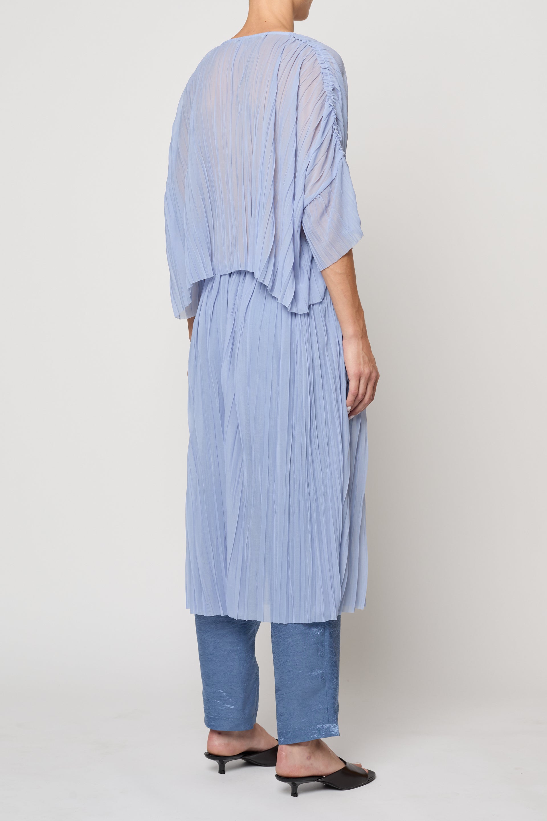 Flared Tee in Random Pleats Chiffon