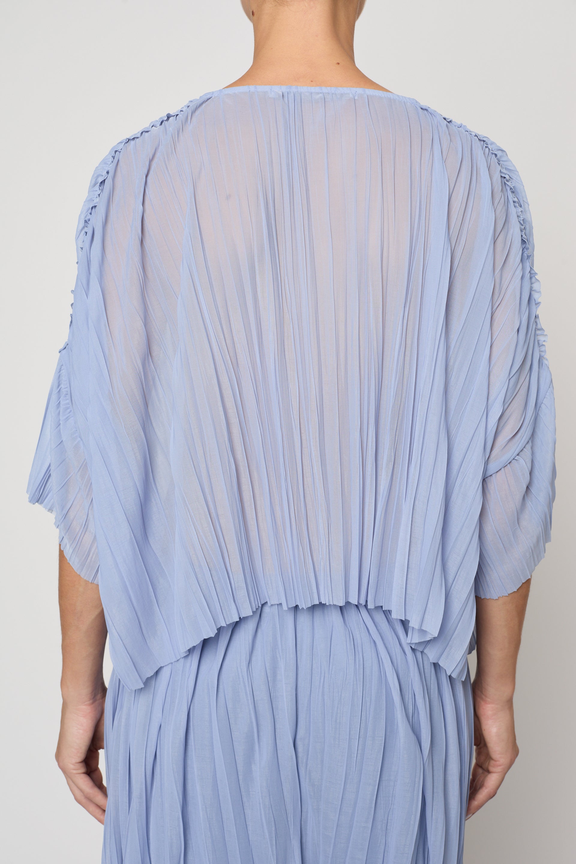 Flared Tee in Random Pleats Chiffon