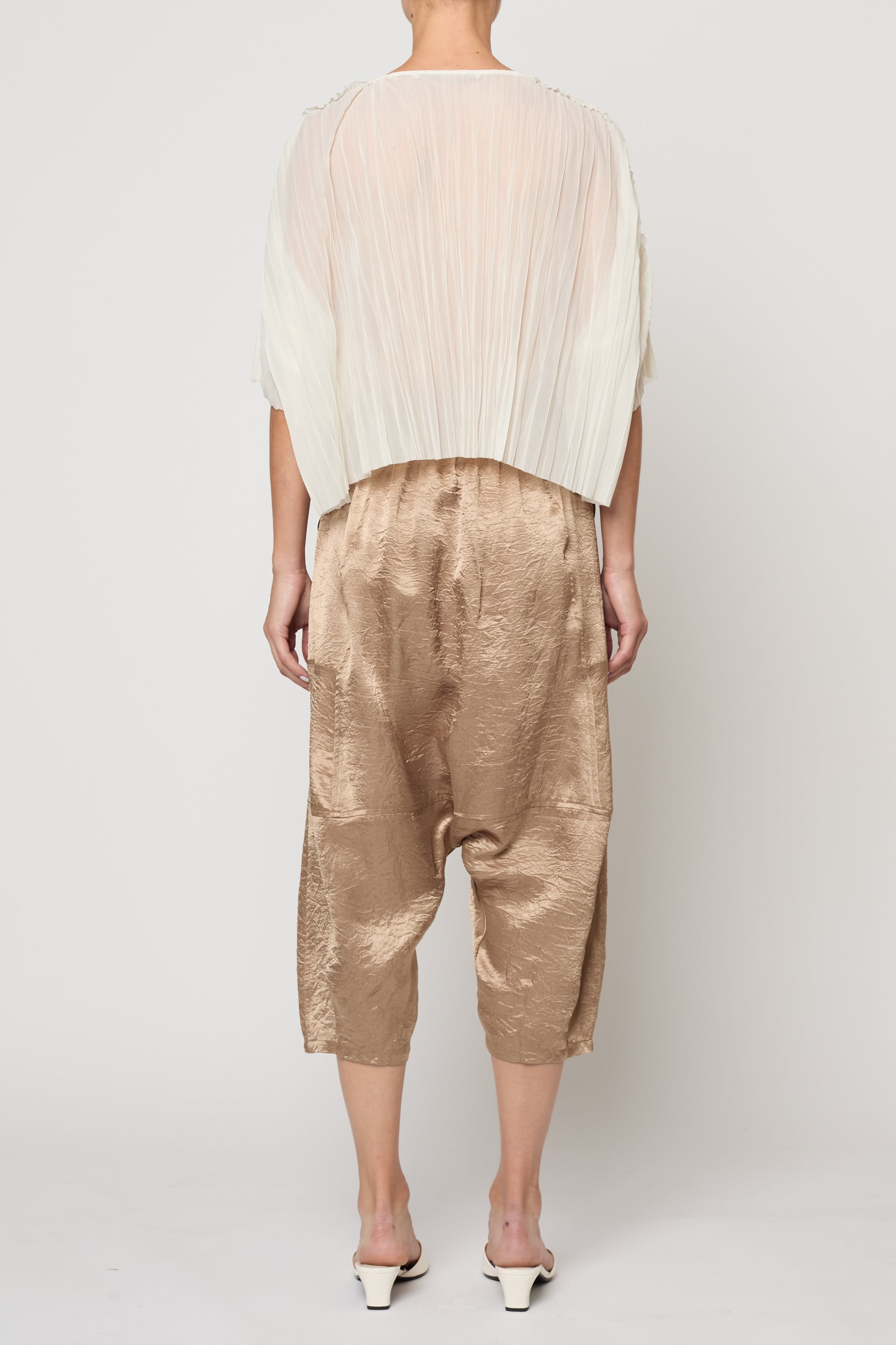 Flared Tee in Random Pleats Chiffon