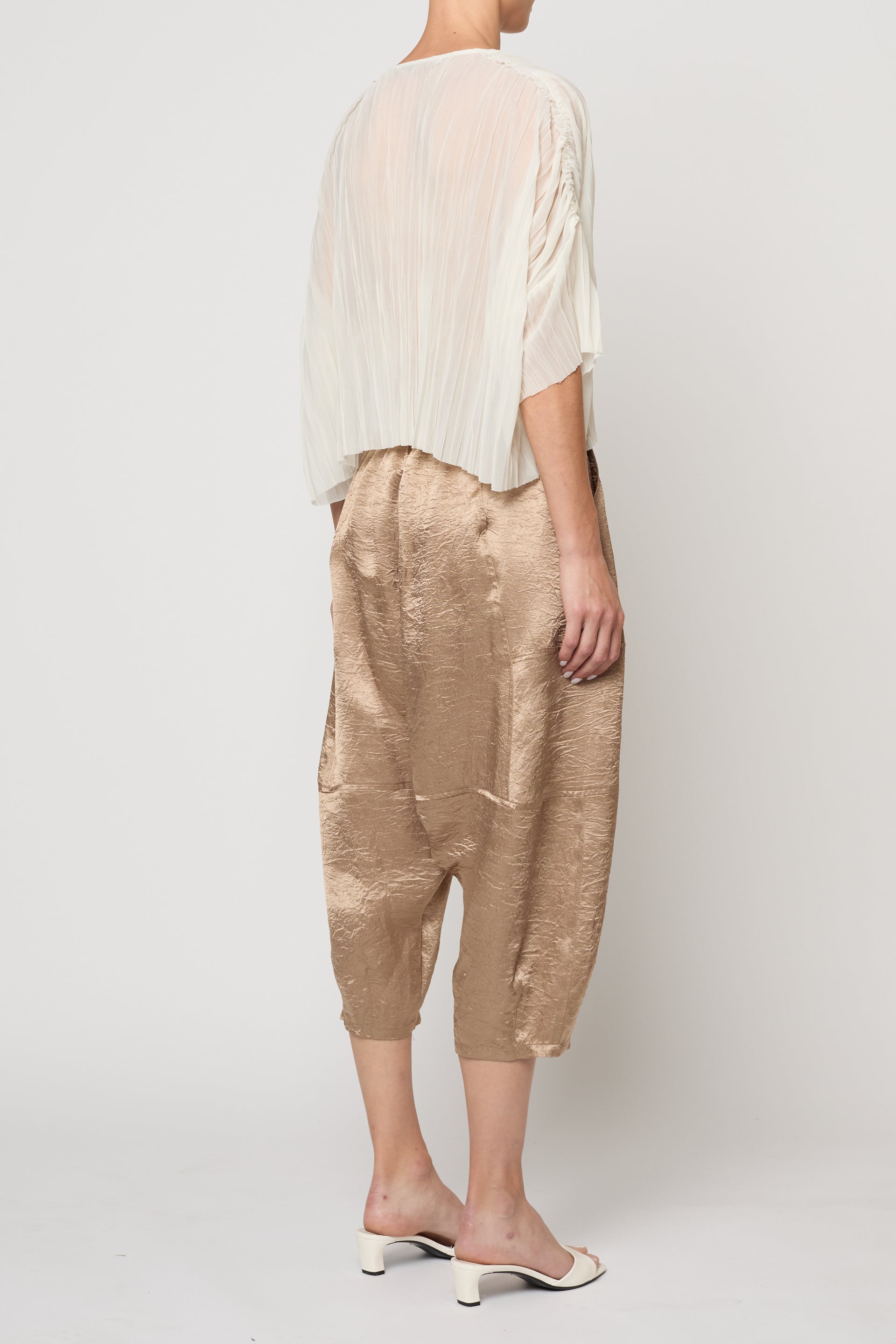 Flared Tee in Random Pleats Chiffon