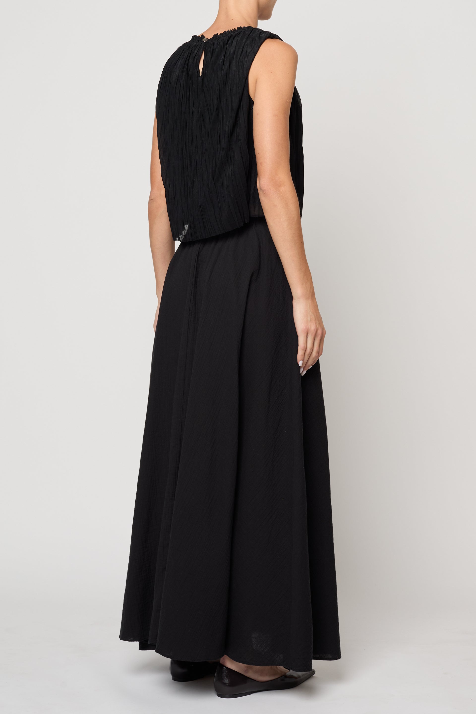 Crop Tank in Random Pleats Chiffon