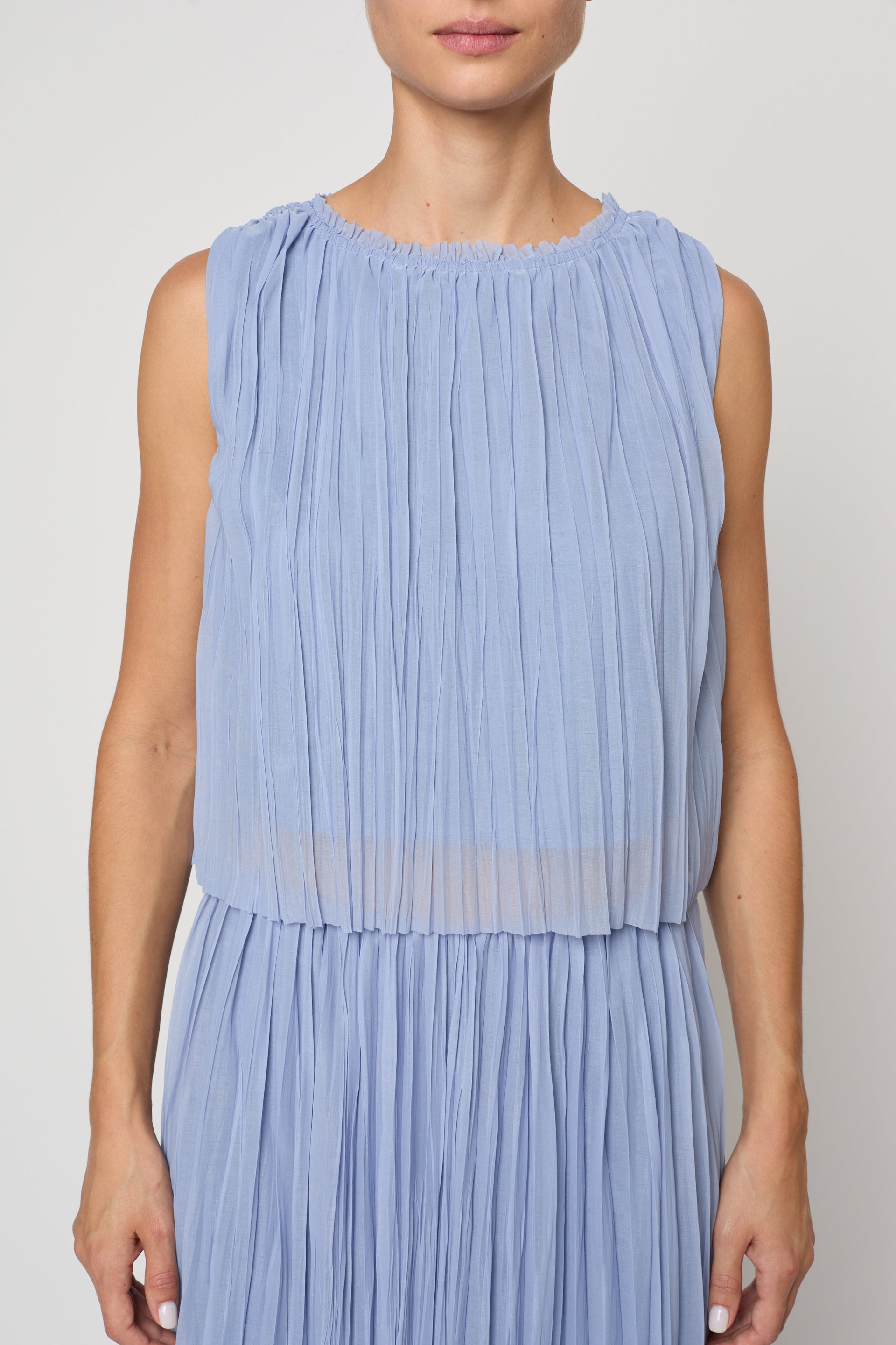 Crop Tank in Random Pleats Chiffon