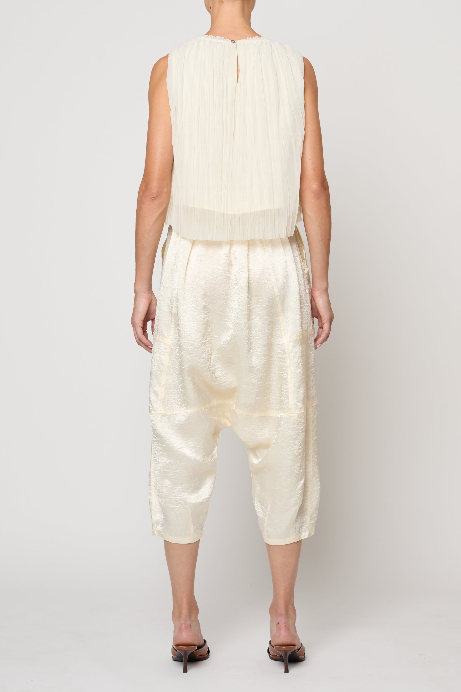 Crop Tank in Random Pleats Chiffon