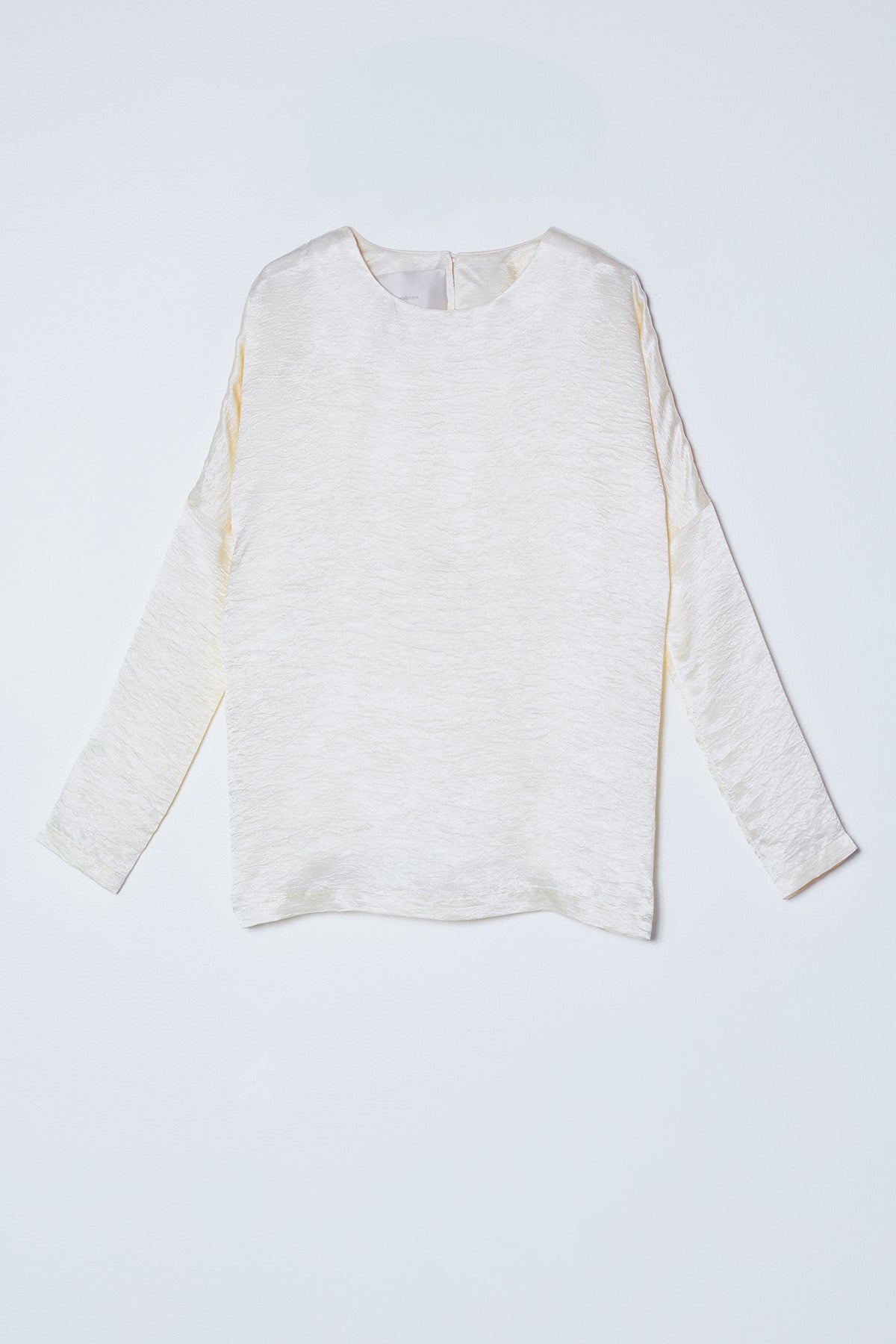 Long Sleeve Top in Crinkled Satin