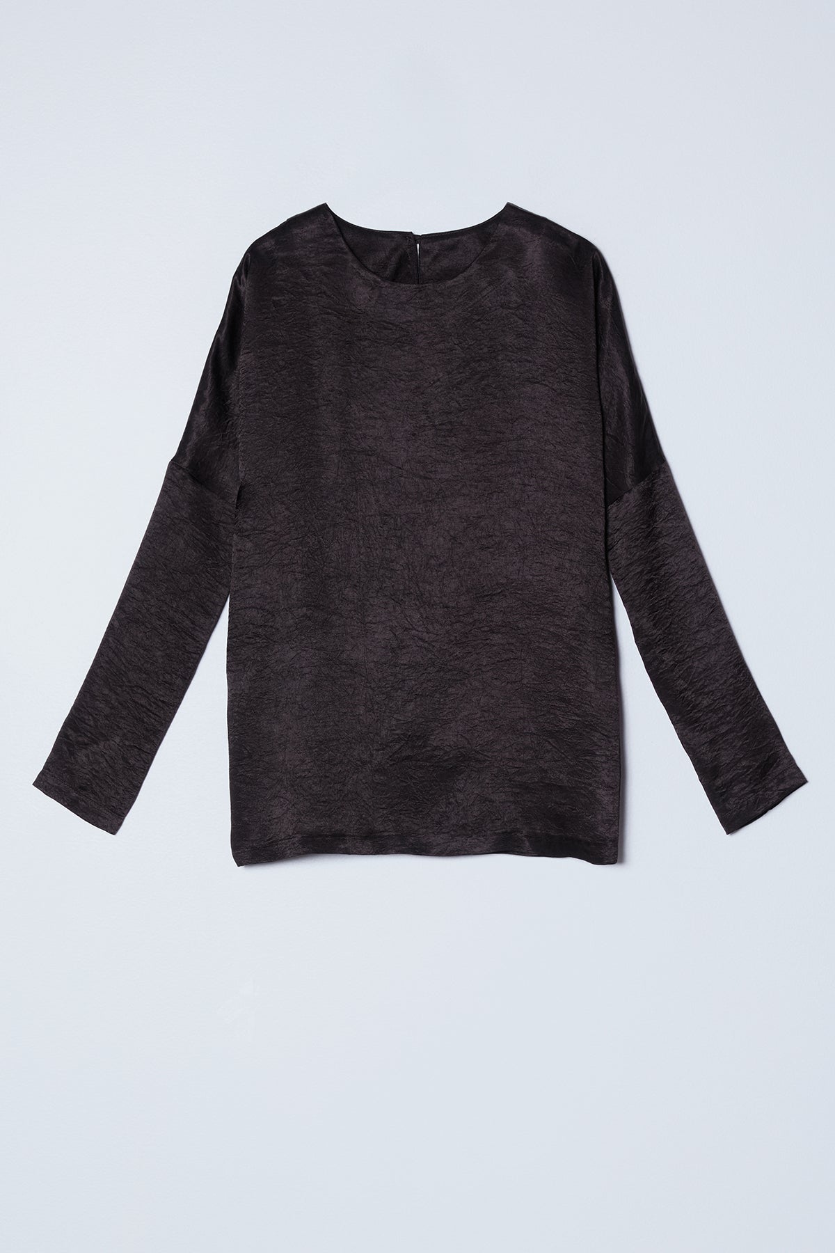 Long Sleeve Top in Crinkled Satin