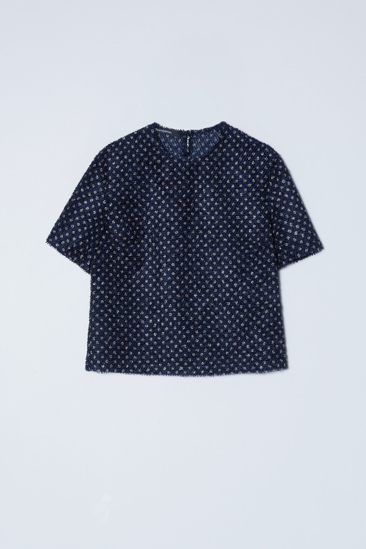 Crop Top in Sheer Fuzzy Polka Dots