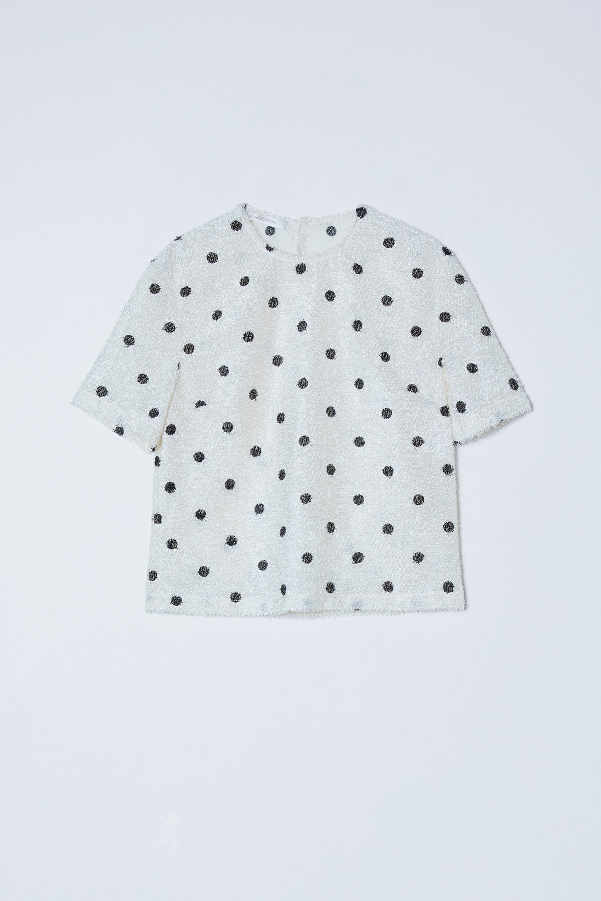 Crop Top in Sheer Fuzzy Polka Dots