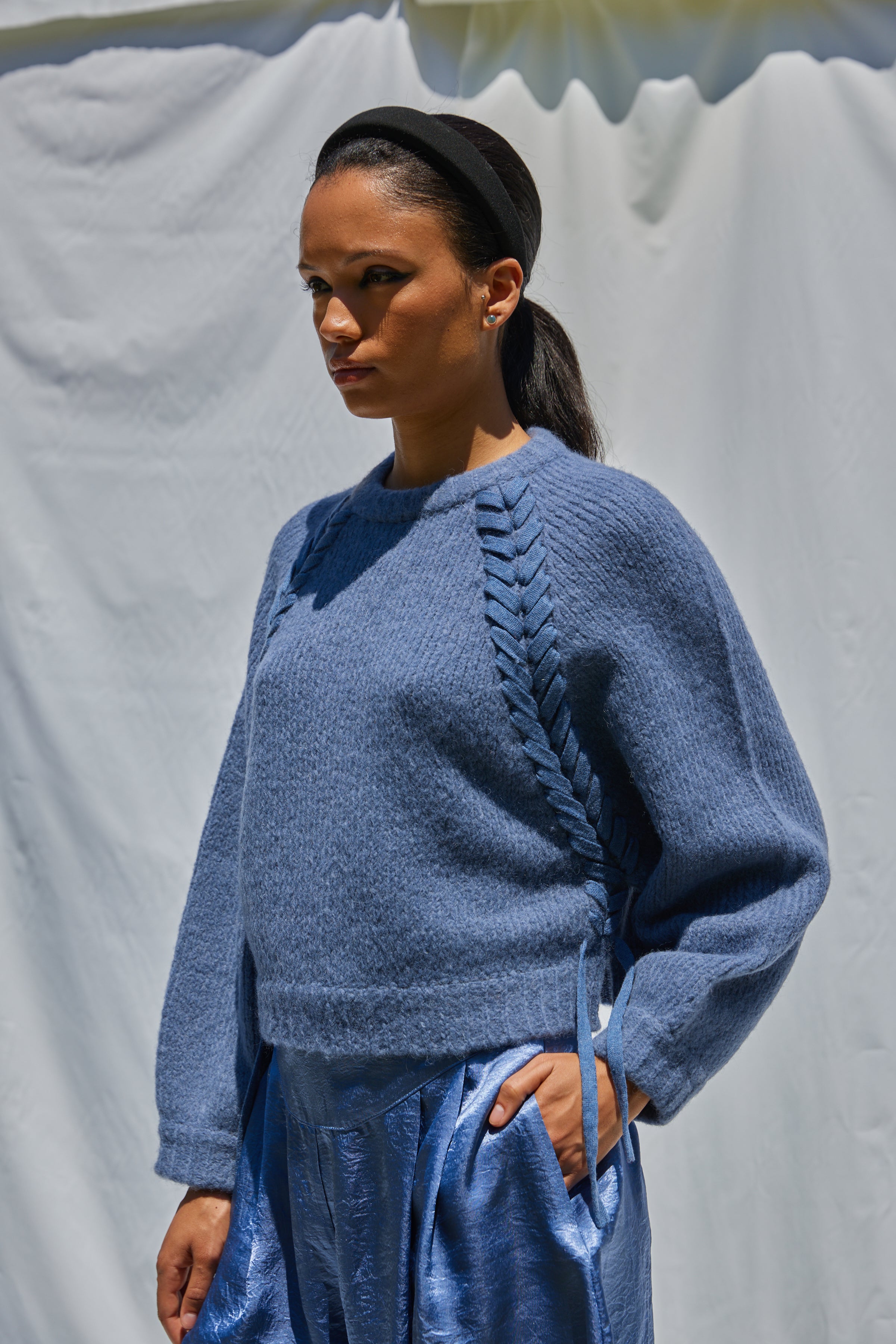 Balloon Sleeve Sweater with Braids at Atelier Delphine