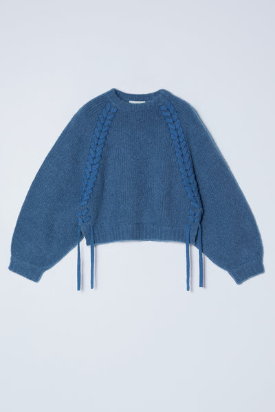 L'Appartement◆Sleeve Border B/N Knit Andersson Bell woolen jumper Lace Lingerie Boyfriend-Fit Knit