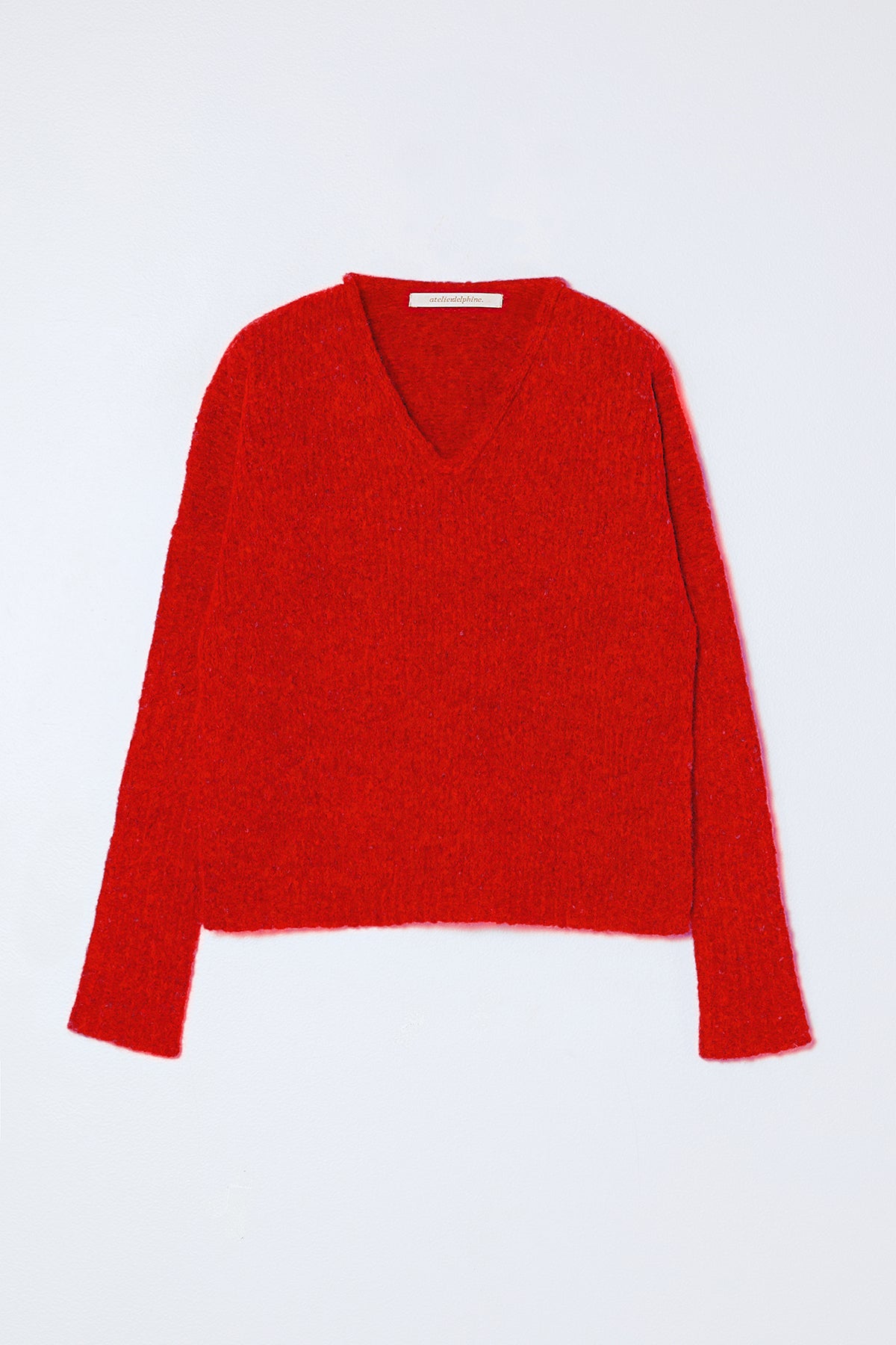 V Neck Boxy Sweater in Supreme Alpaca - Coral