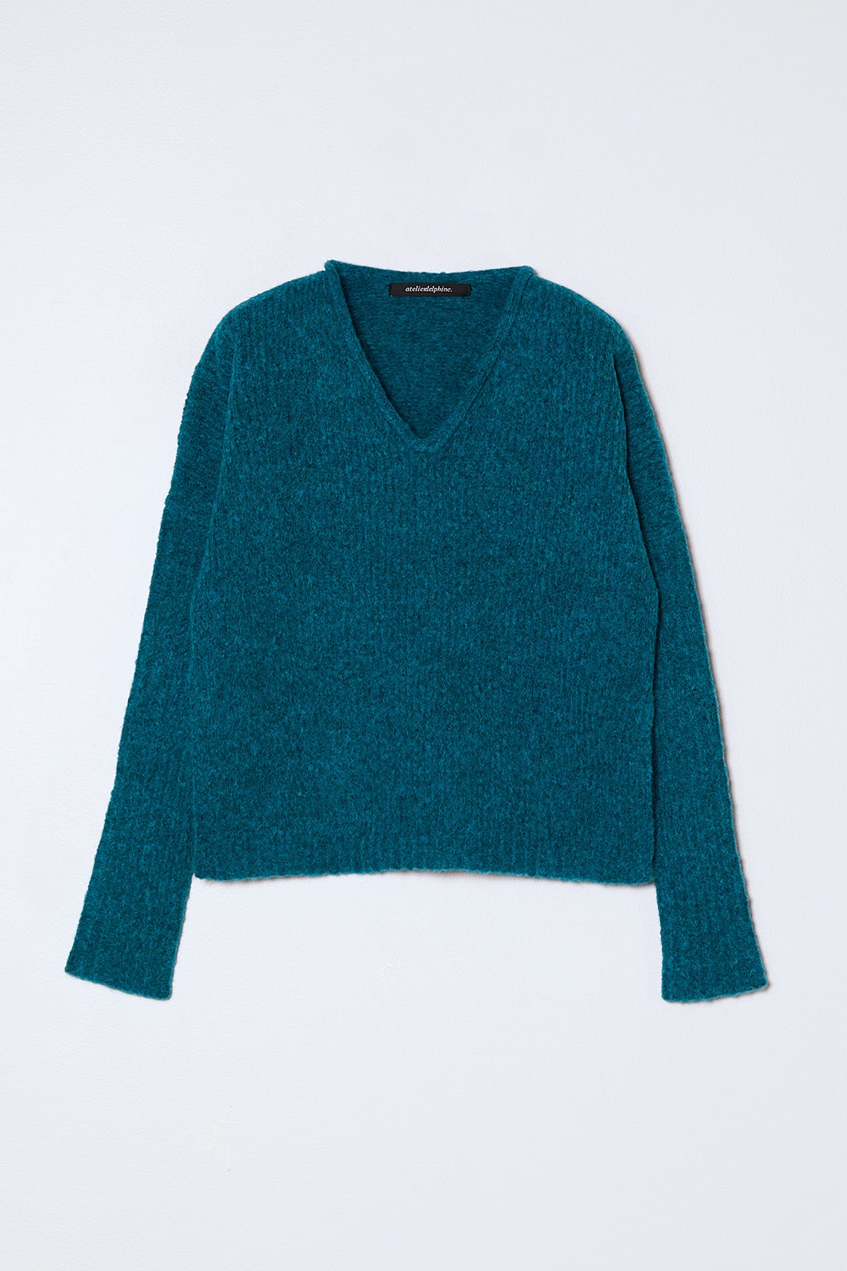 V Neck Boxy Sweater in Supreme Alpaca - Teal