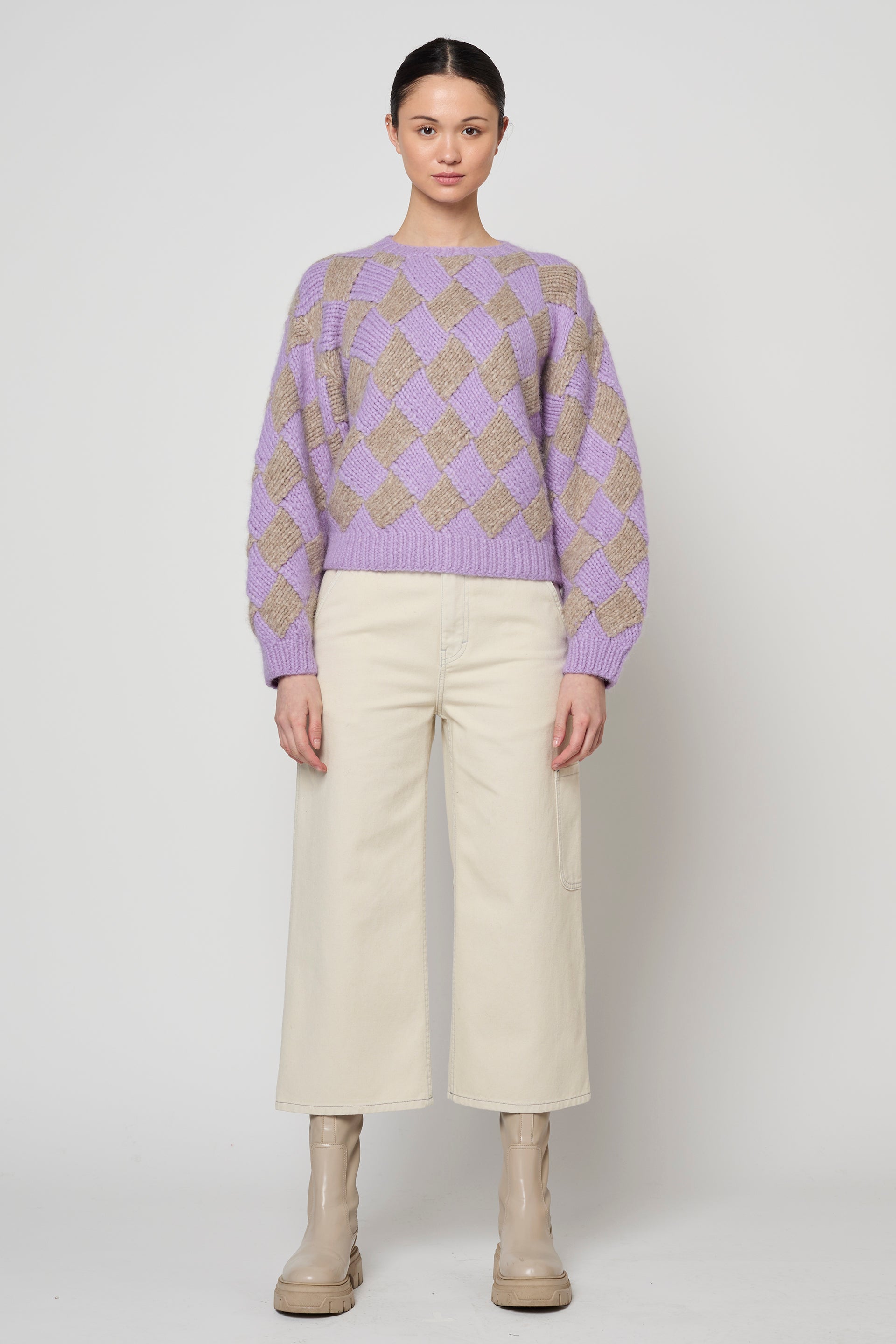 BALLOON SLEEVE SWEATER ENTRELAC