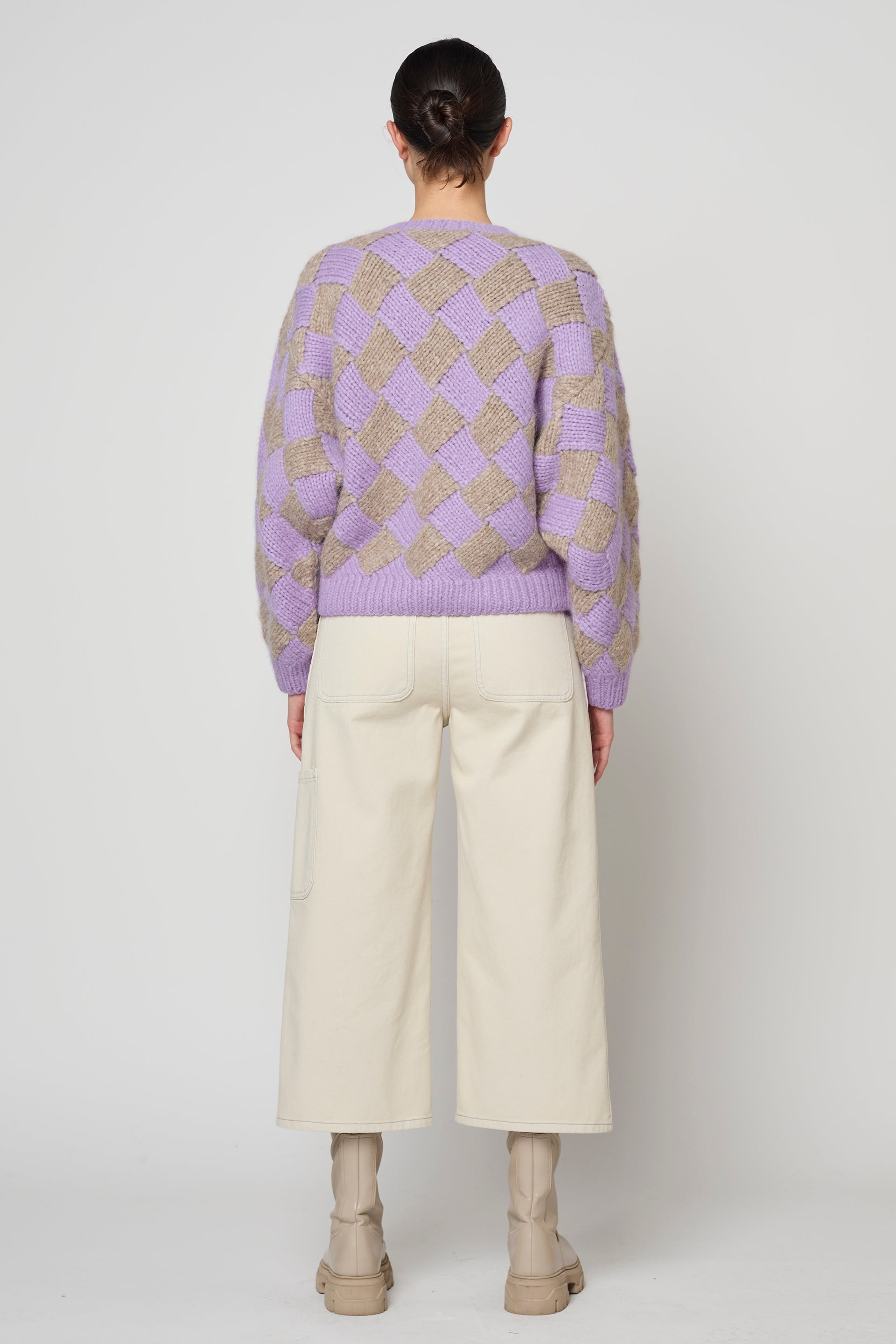 BALLOON SLEEVE SWEATER ENTRELAC