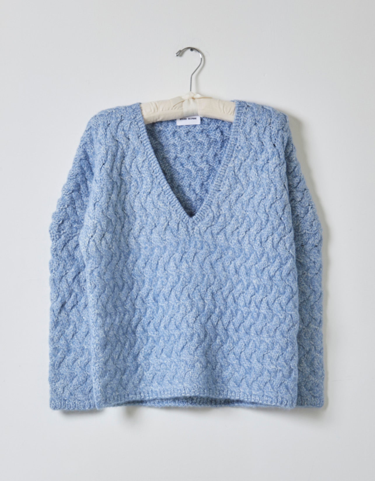 Aiden Light Blue Cable V Neck Sweater