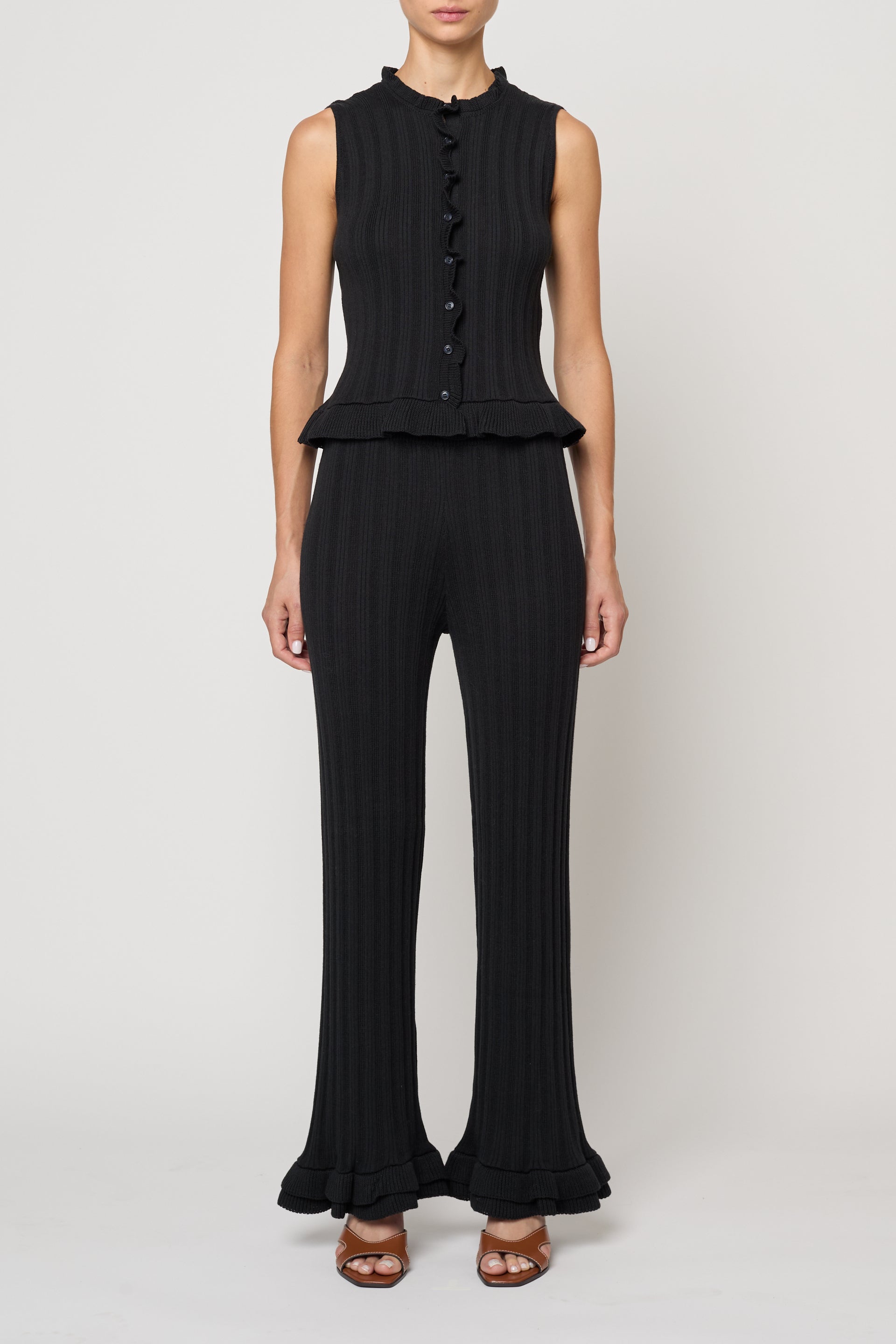 Pointelle Ruffle Pant