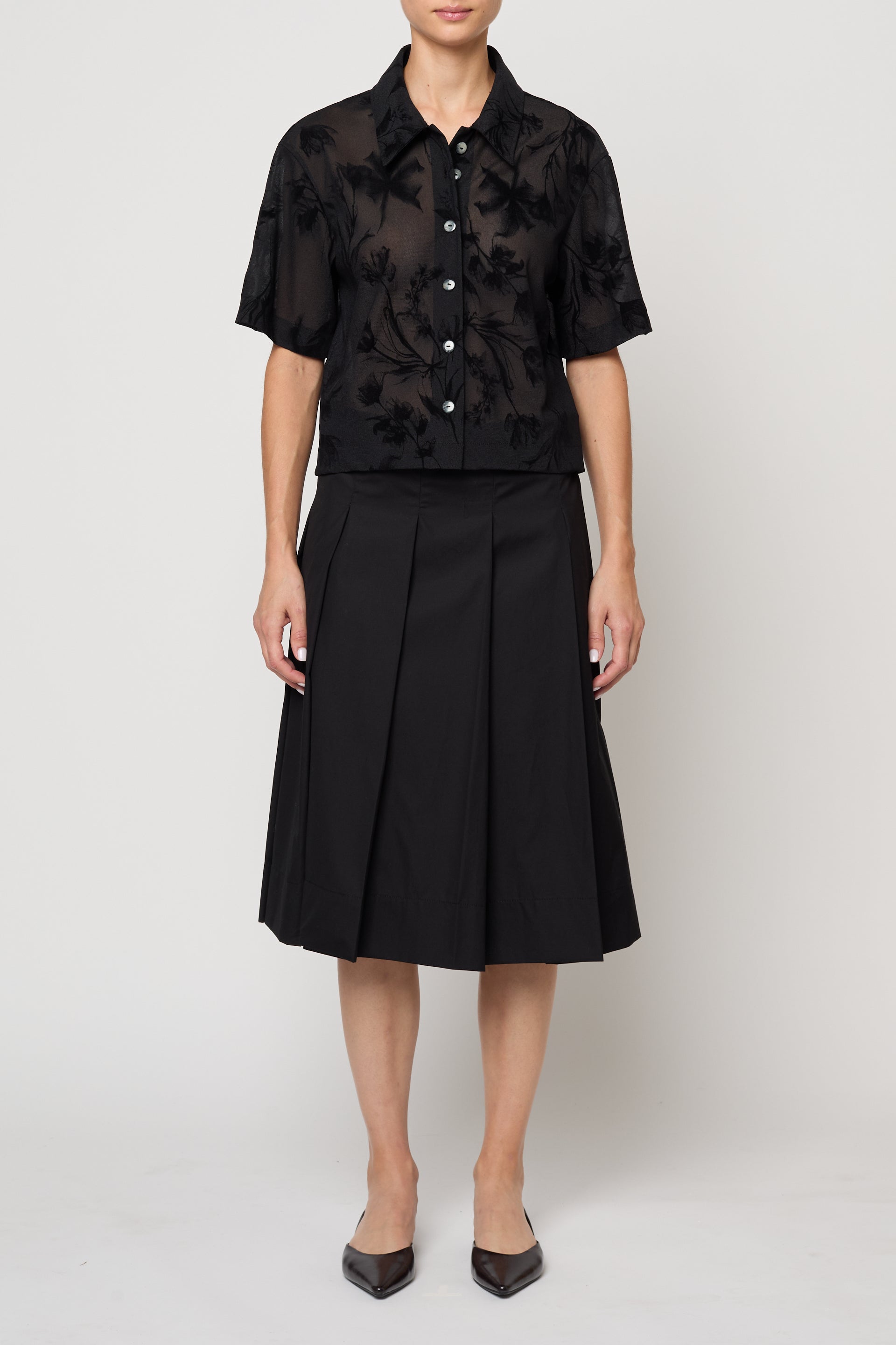 Pleat Skirt in Pima Cotton Poplin