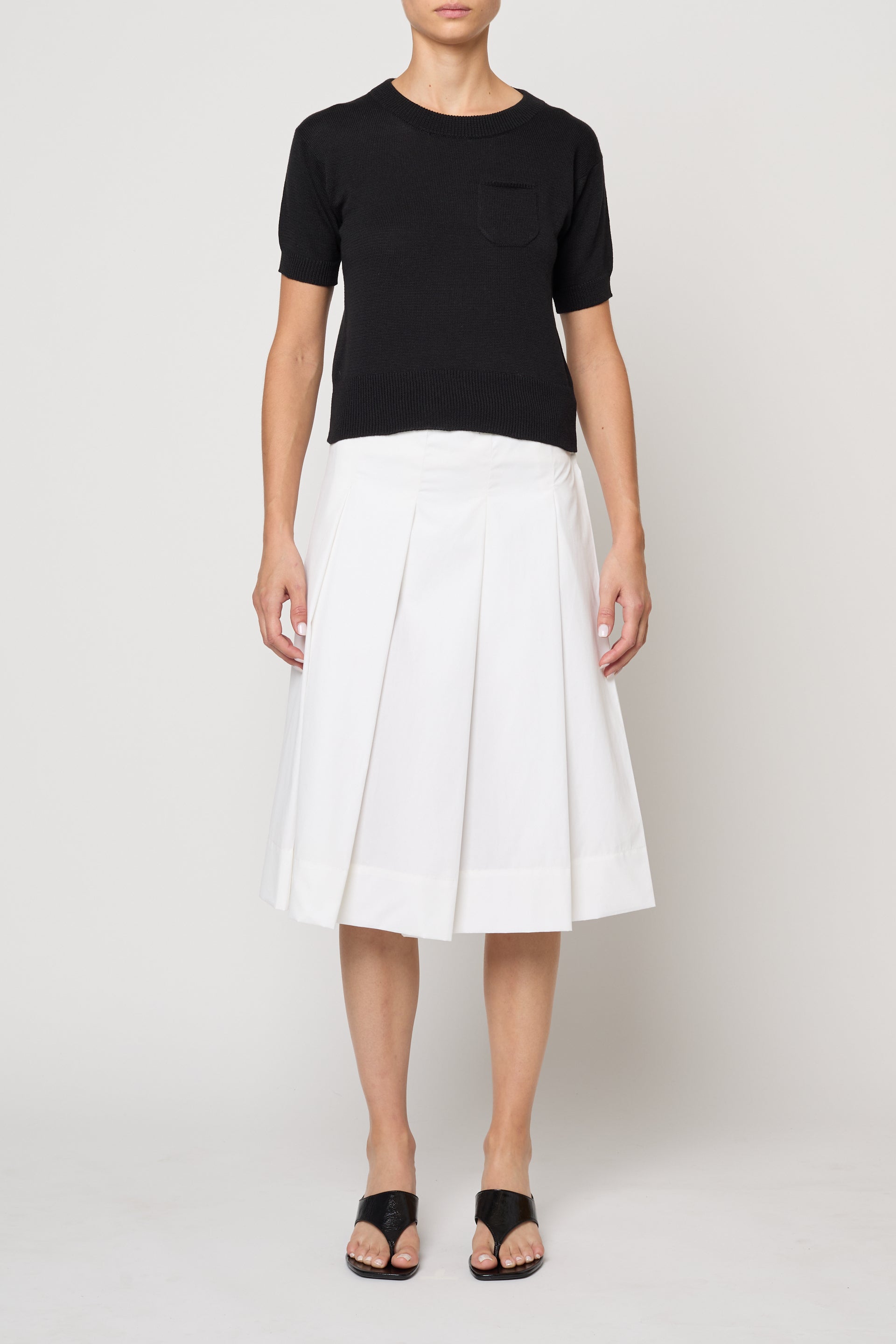Pleat Skirt in Pima Cotton Poplin