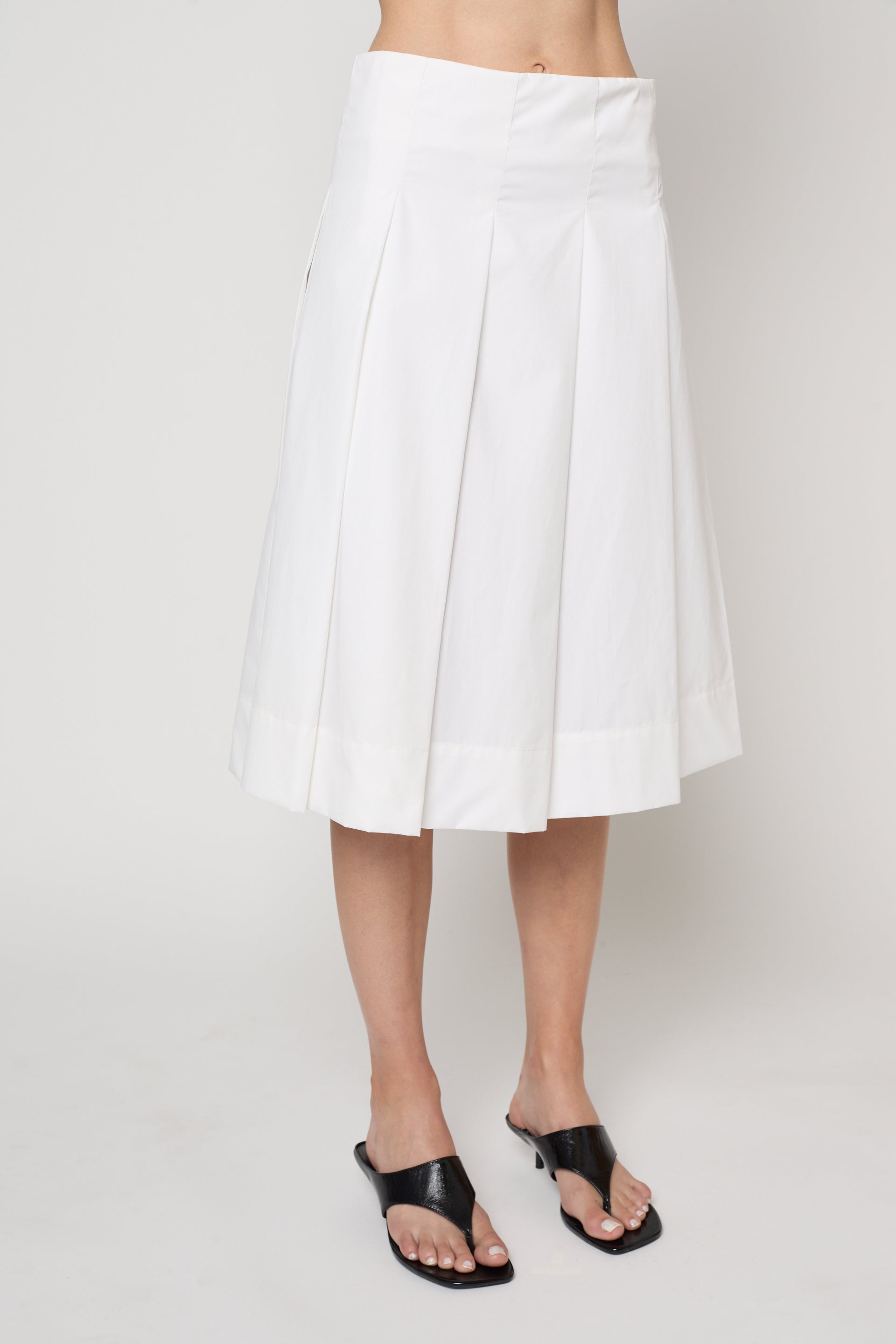Pleat Skirt in Pima Cotton Poplin