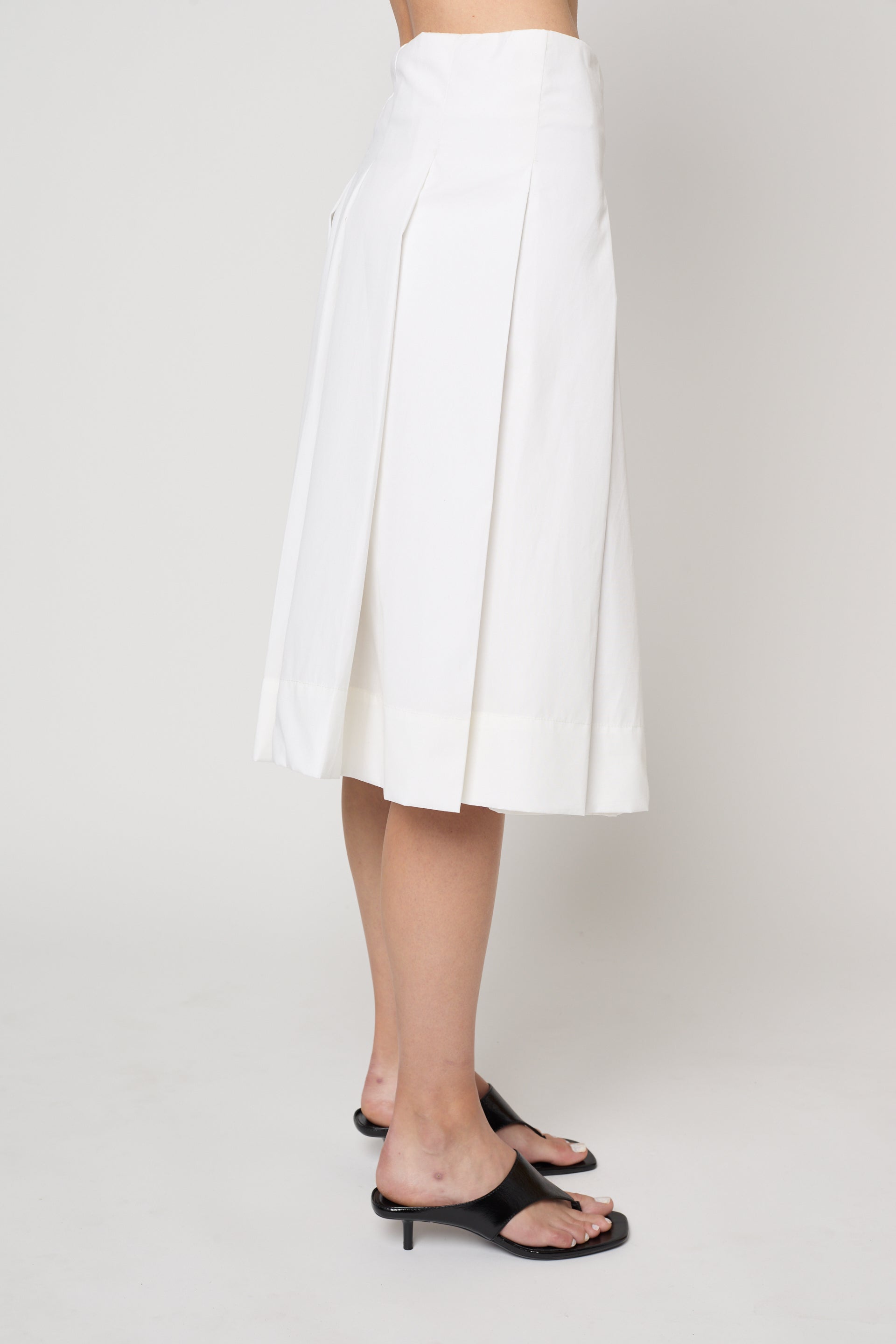 Pleat Skirt in Pima Cotton Poplin