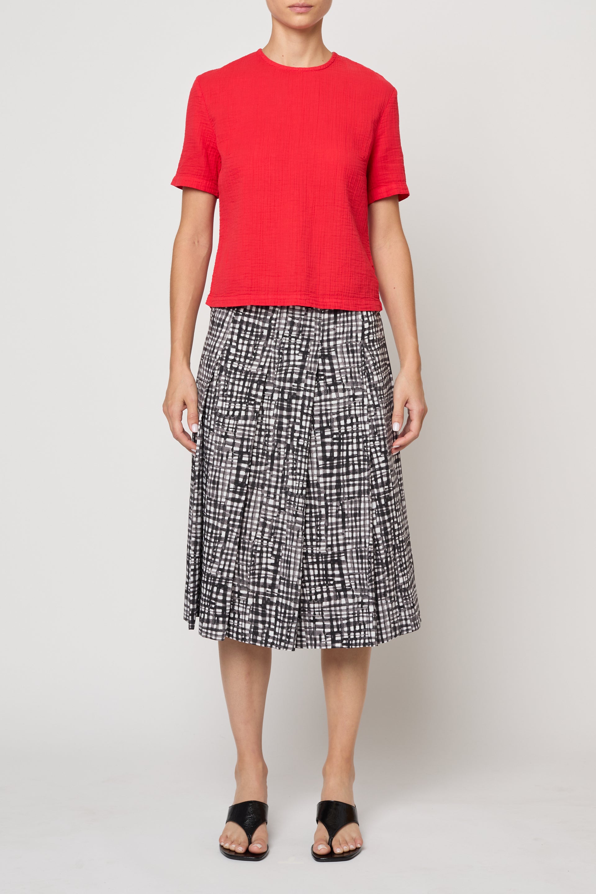 Pleat Skirt in Watercolor Gingham
